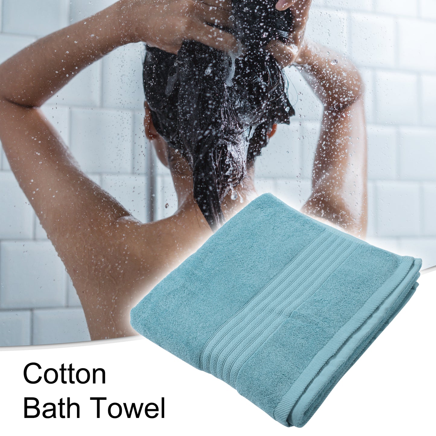 1 Pc Classic Soft Absorbent Cotton Bath Towel, Green 55.12"x27.17"