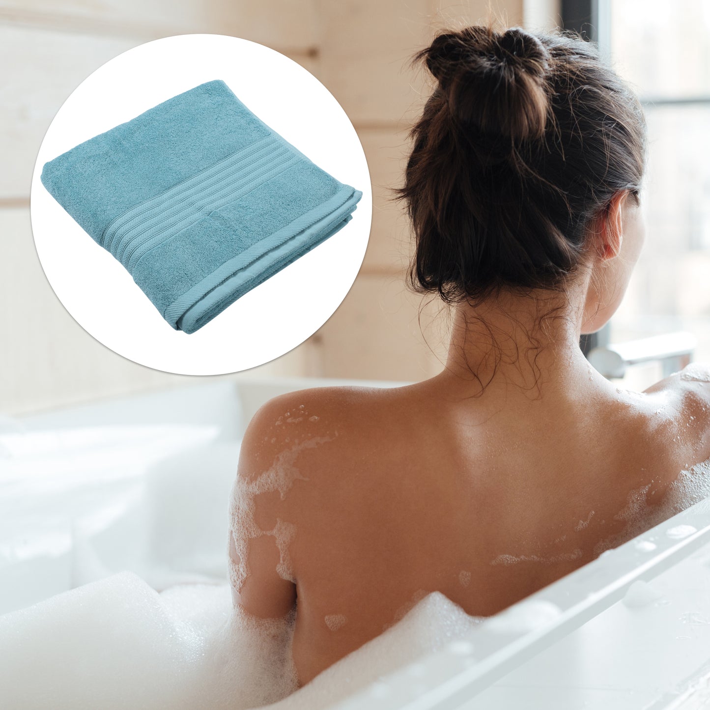 1 Pc Classic Soft Absorbent Cotton Bath Towel, Green 55.12"x27.17"