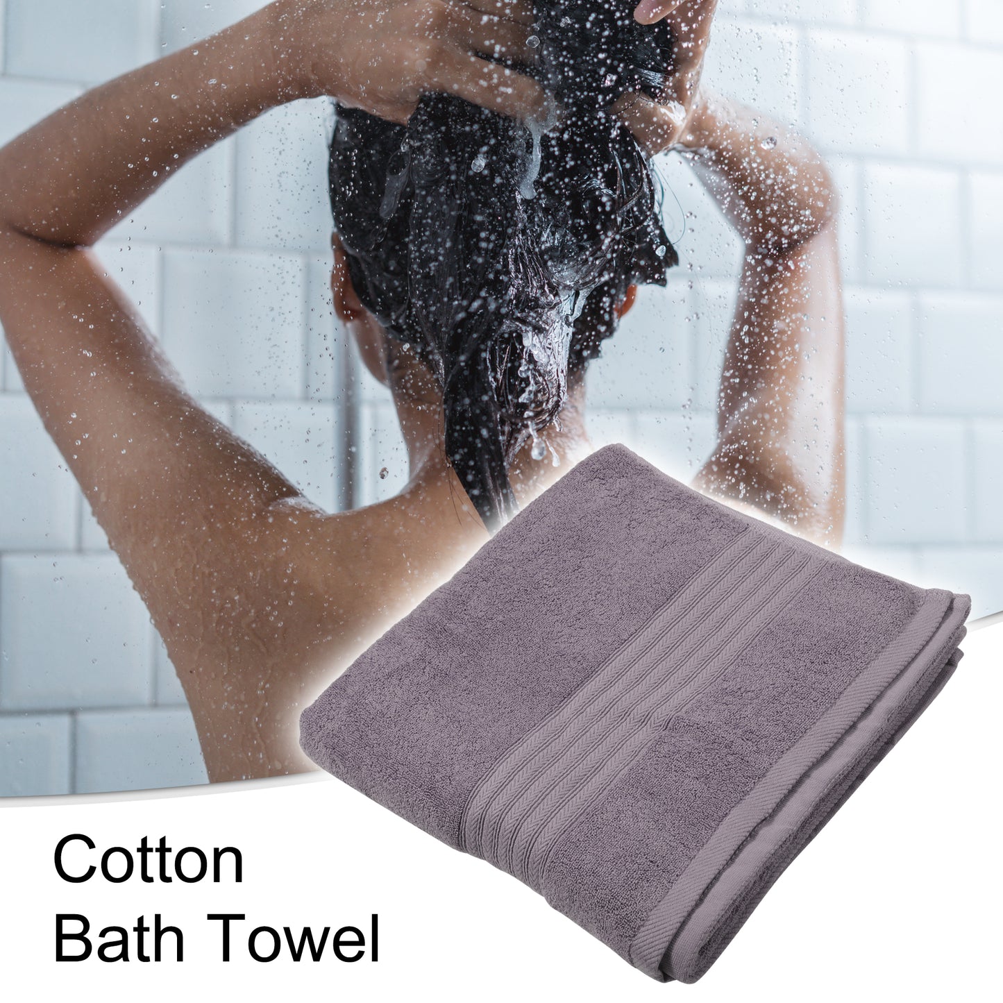 1 Pc Classic Soft Absorbent Cotton Bath Towel, Purple 55.12"x27.17"