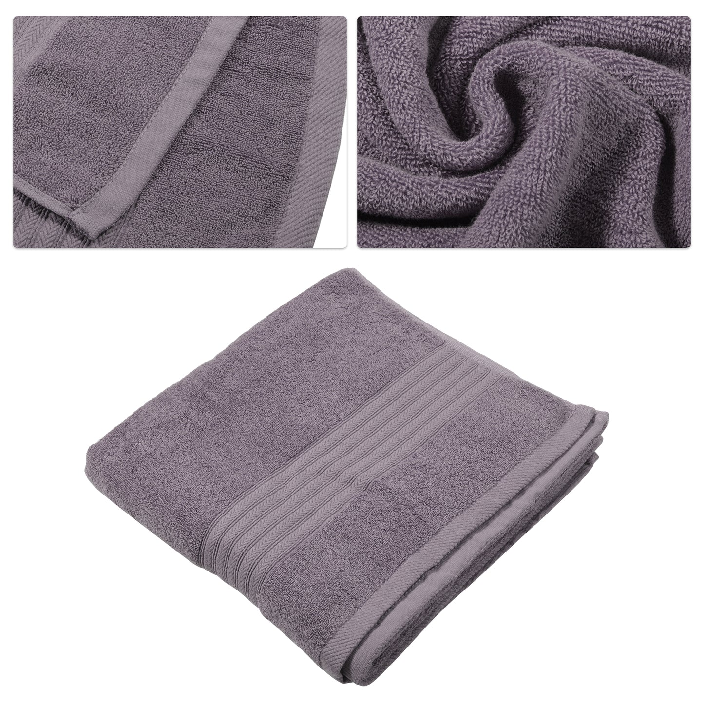 1 Pc Classic Soft Absorbent Cotton Bath Towel, Purple 55.12"x27.17"