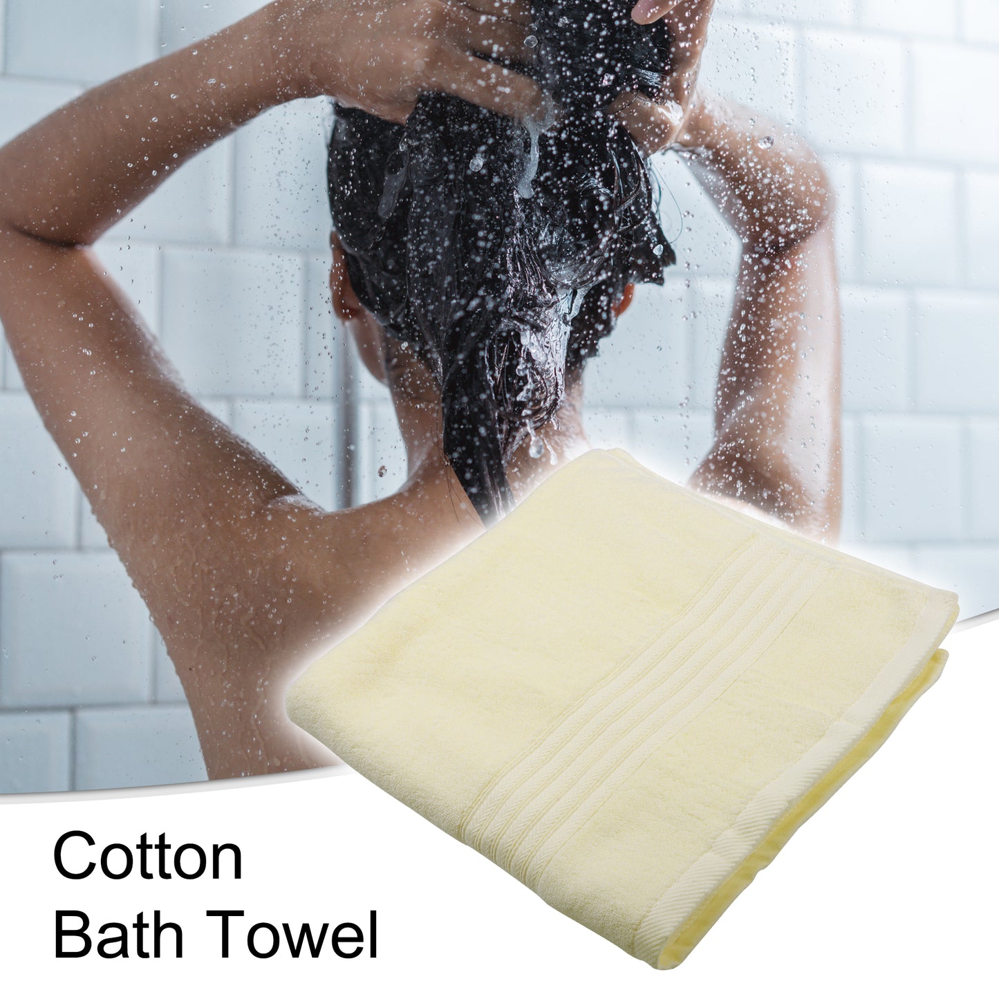 1 Pc Classic Soft Absorbent Cotton Bath Towel, Yellow 55.12"x27.17"