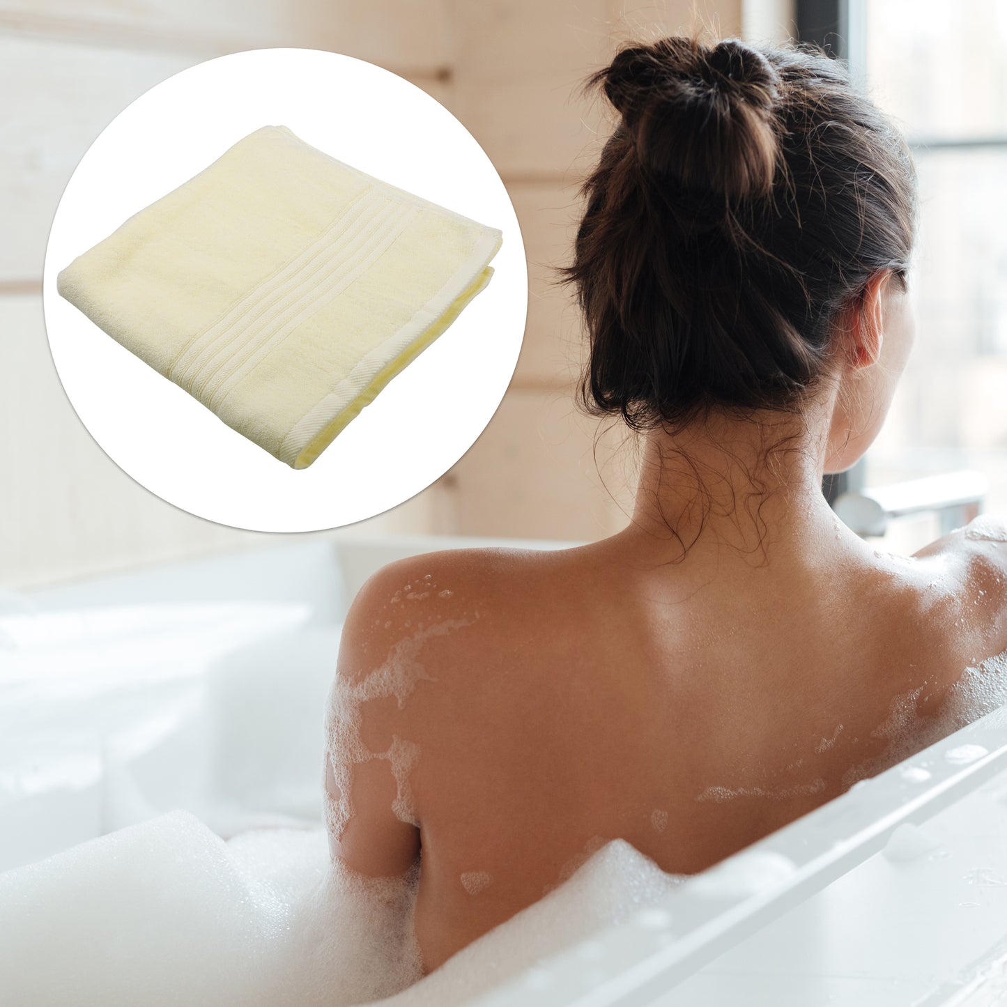 1 Pc Classic Soft Absorbent Cotton Bath Towel, Yellow 55.12"x27.17"