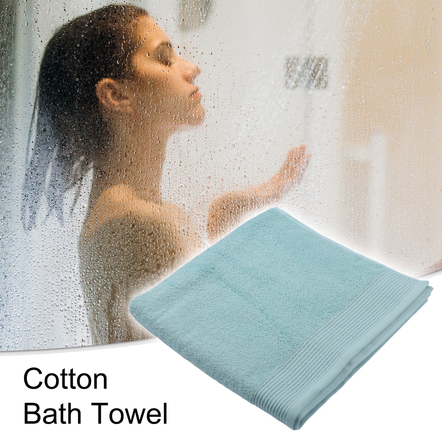 1 Pc Soft Absorbent Cotton Bath Towel Classic Design, Green 59.06"x28.35"