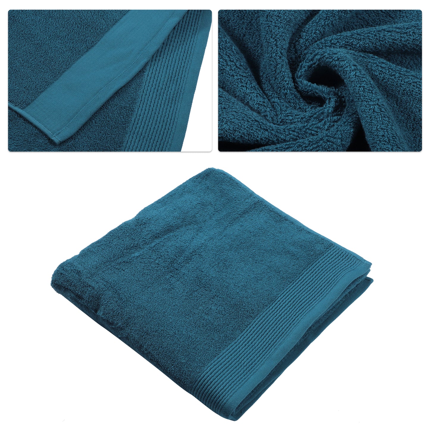 1 Pc Soft Absorbent Cotton Bath Towel Classic Design, Blue 59.06"x28.35"