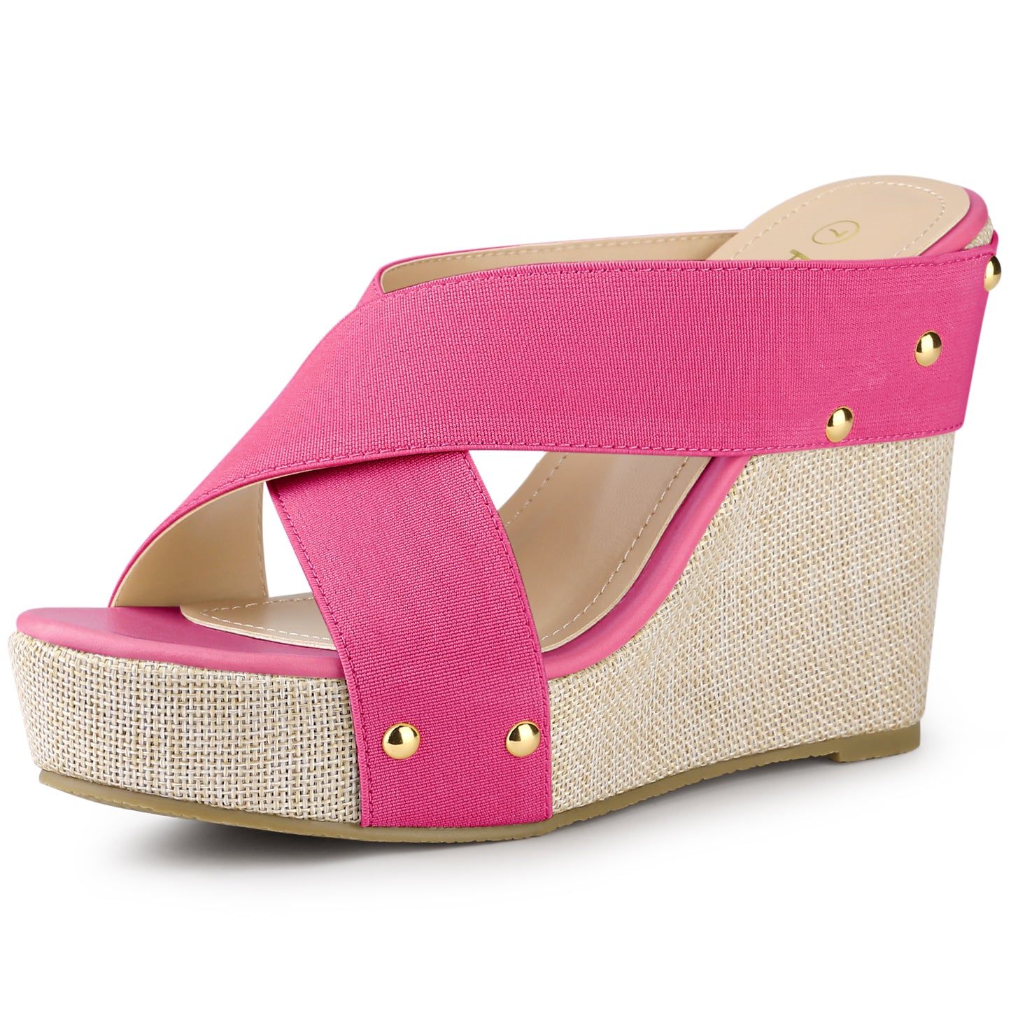 Sandalias de cuña con plataforma de lino y punta abierta para mujer