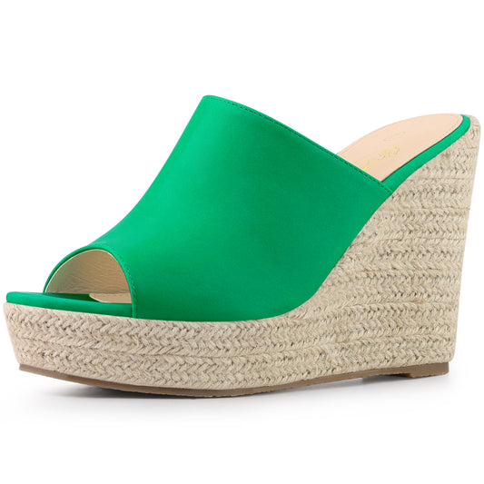 Women Open Toe Espadrille Wedge Heel Platform Slide Sandal