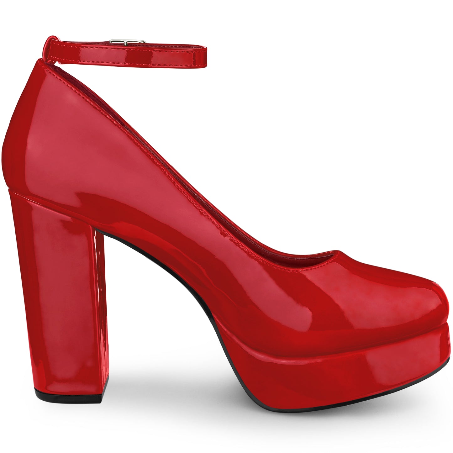 Zapatos Mary Jane de tacón grueso con plataforma y tira al tobillo para mujer
