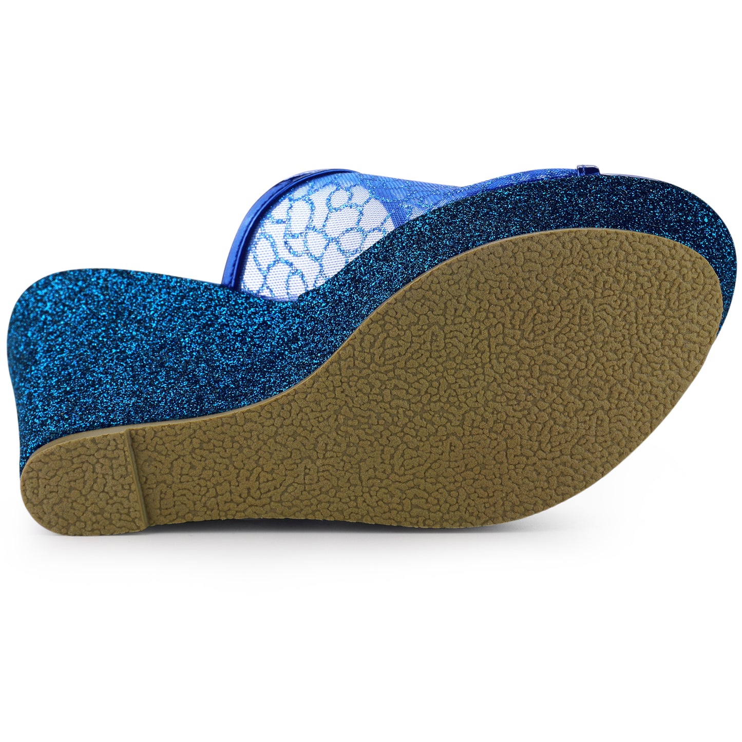 Women's Glitter Platform Wedges Slip On Wedge Sandals