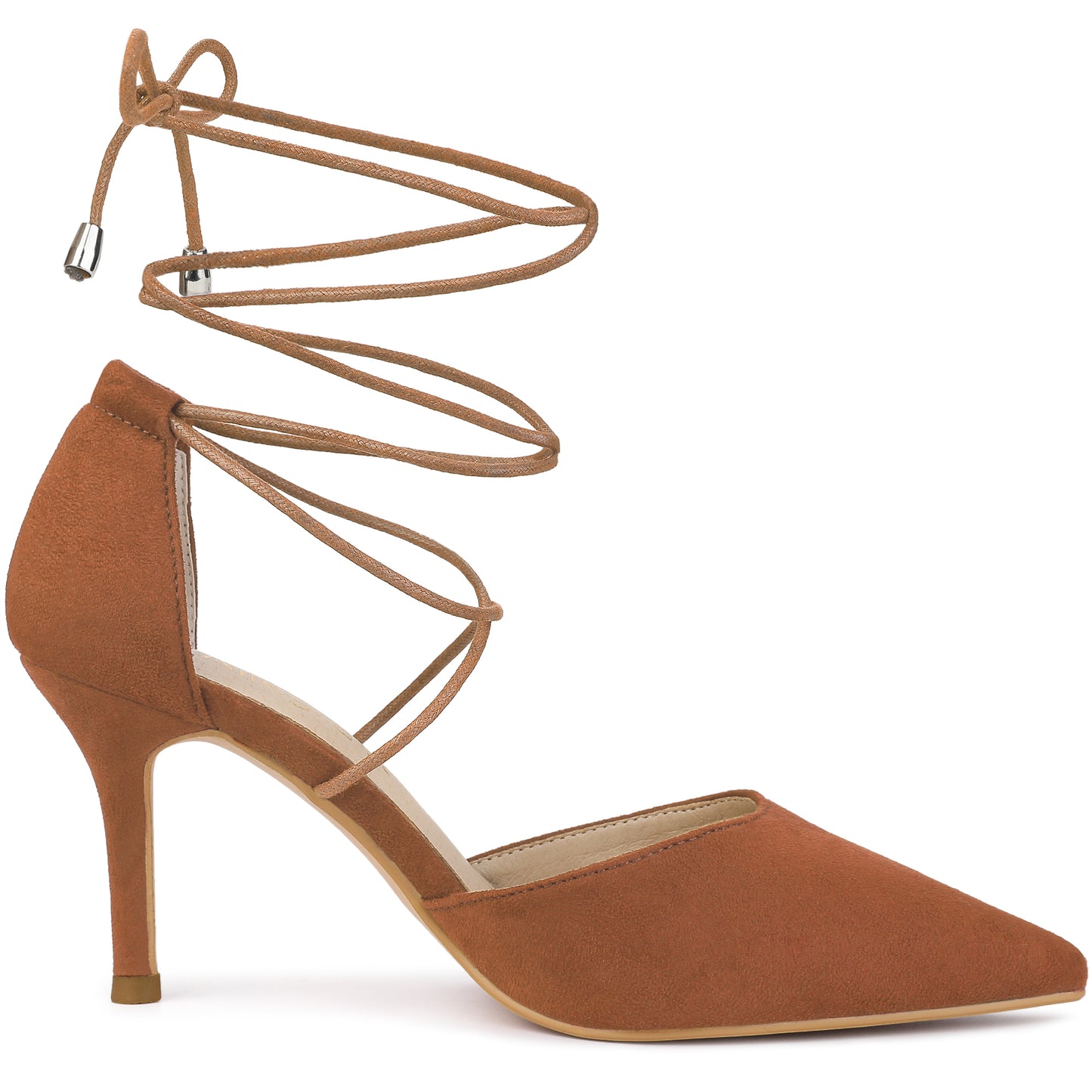 Women's Pointed Toe Dress Pumps Lace Up Stiletto Heels Sandals
