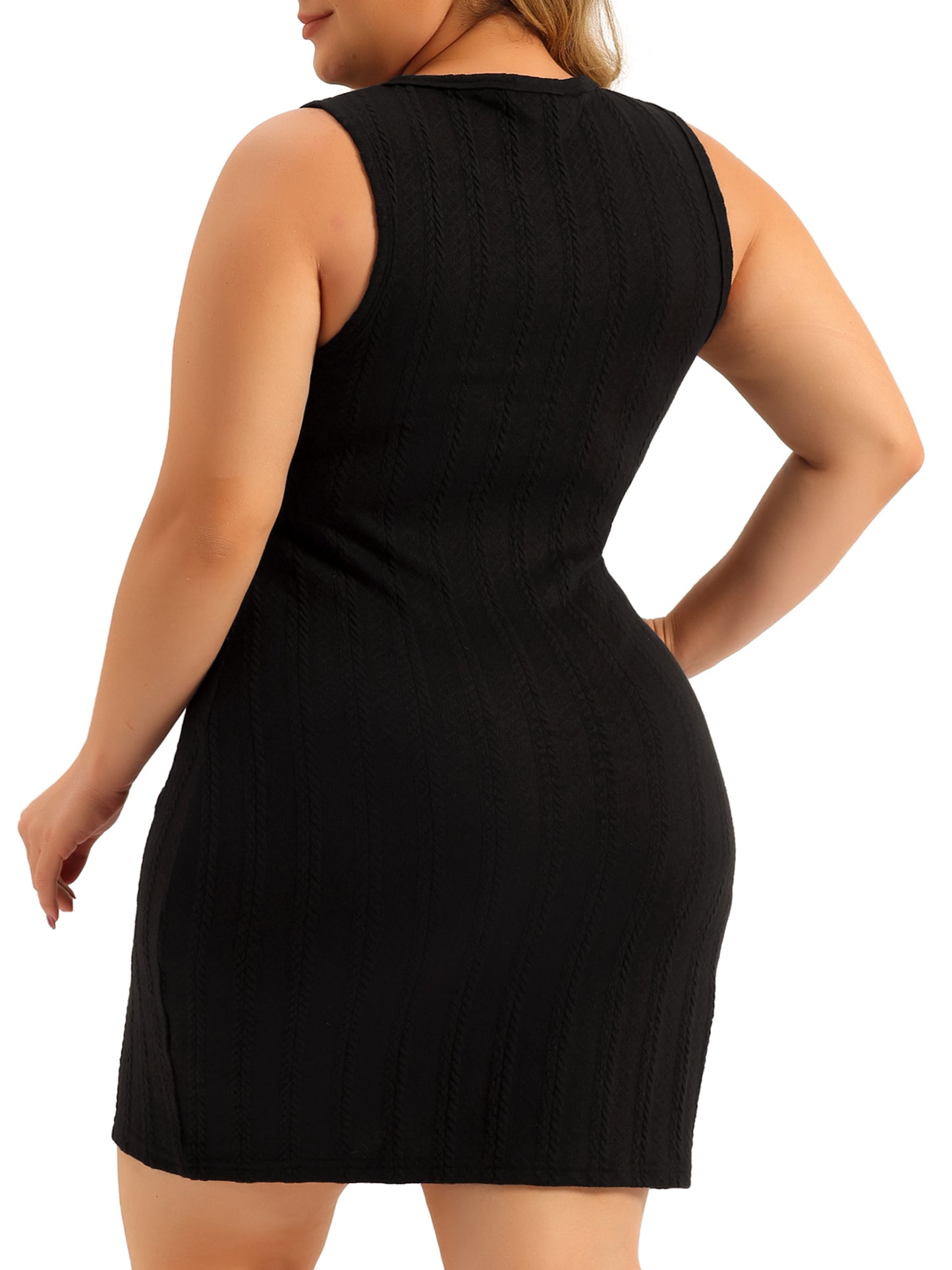 Women Plus Size Sweater Dresses Sleeveless Ribbed Knit Casual Bodycon Pencil Mini Tank Dress