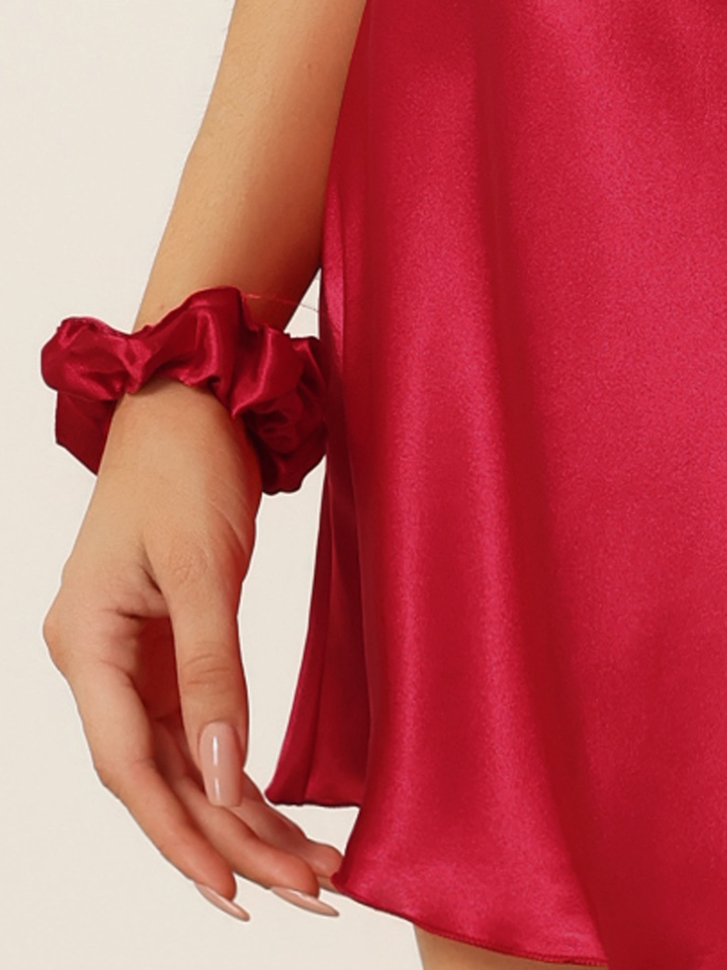 Women's Satin Sleep Dress Pajama Silky Cami Strap Dress Loungewear Dress