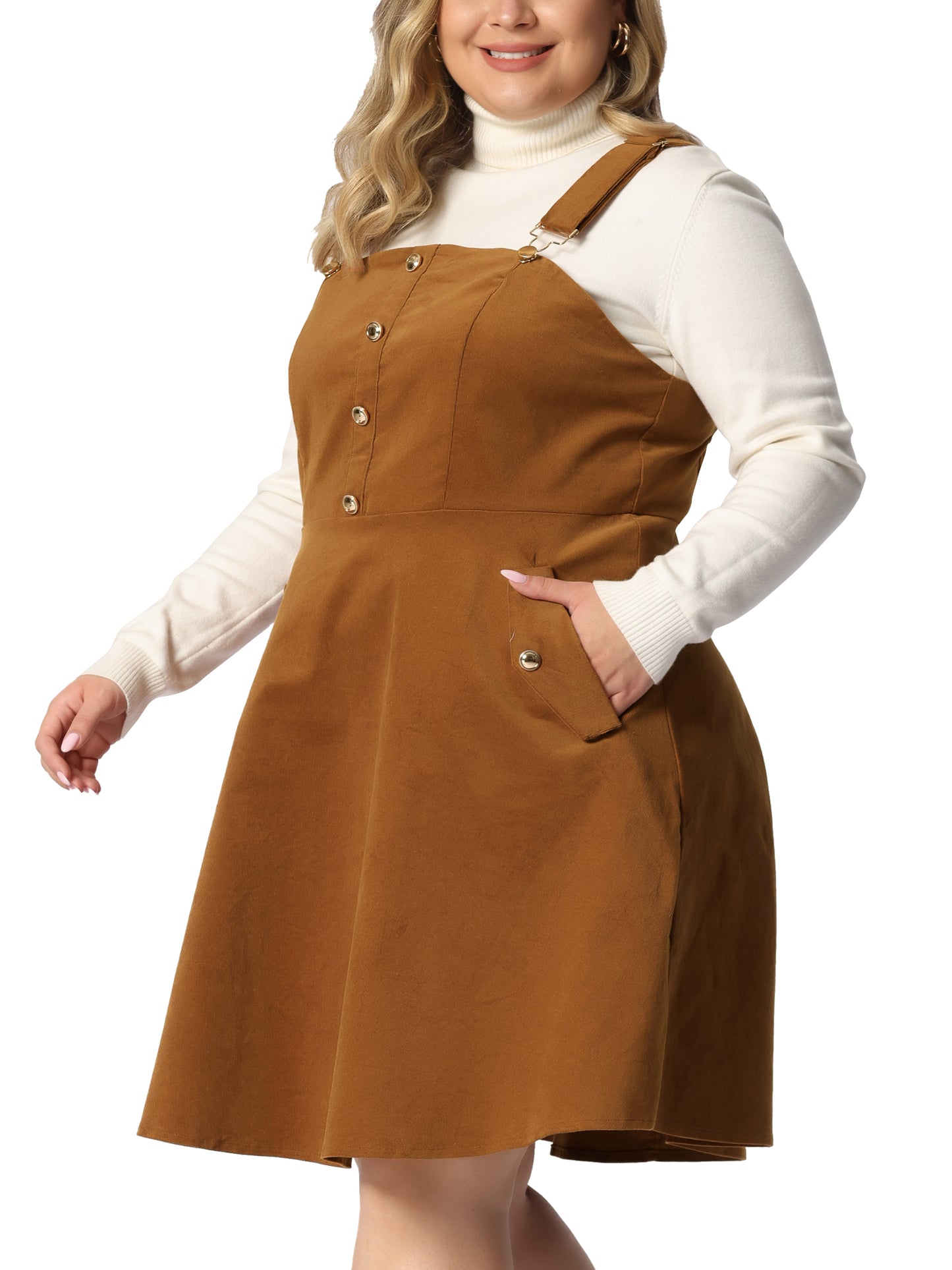 Vestido corto tipo pichi de pana para mujer, talla grande, con tirantes ajustables, falda con tirantes