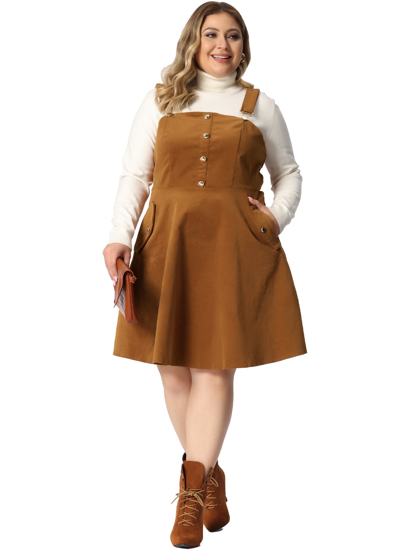 Vestido corto tipo pichi de pana para mujer, talla grande, con tirantes ajustables, falda con tirantes