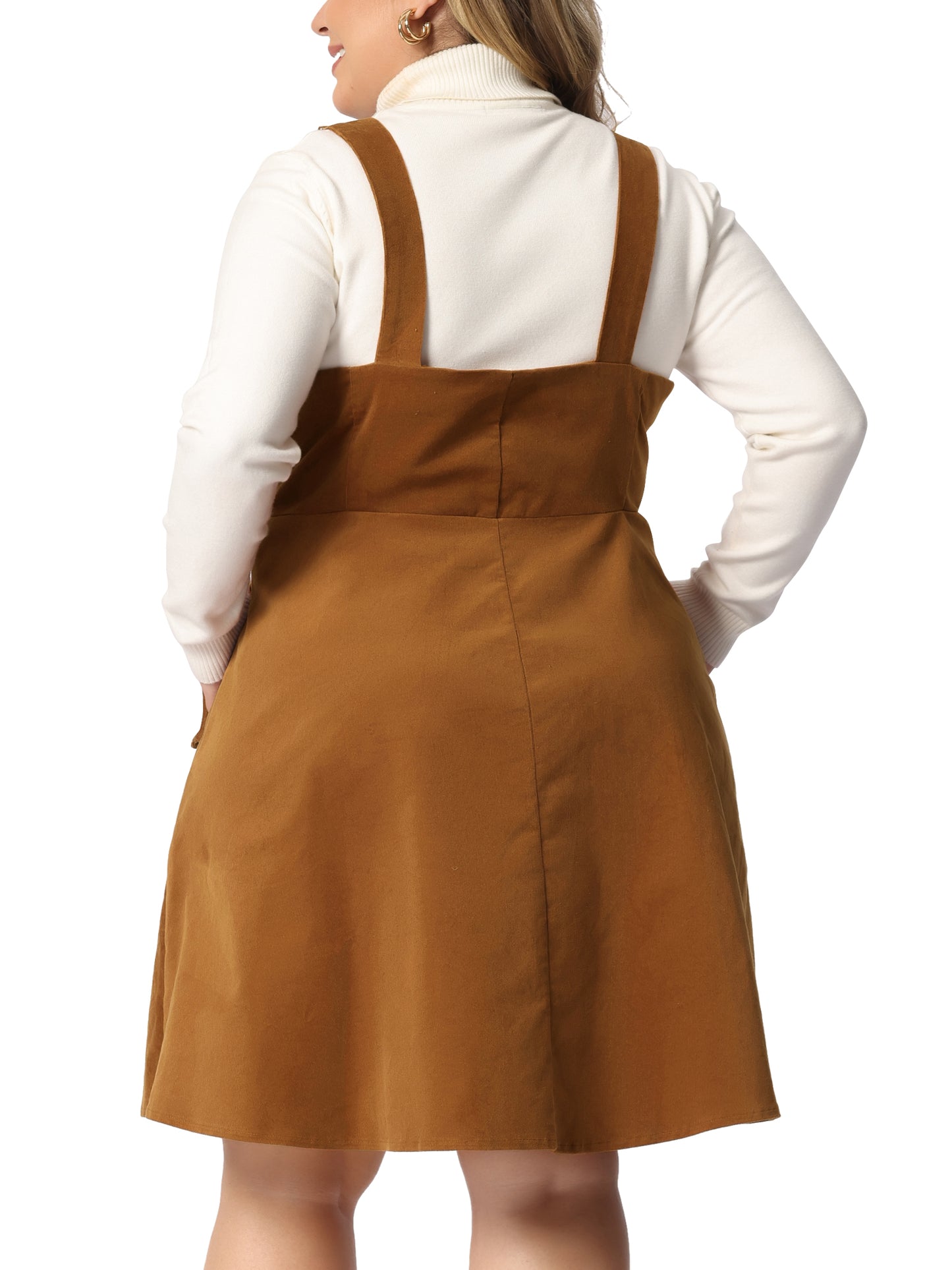 Vestido corto tipo pichi de pana para mujer, talla grande, con tirantes ajustables, falda con tirantes