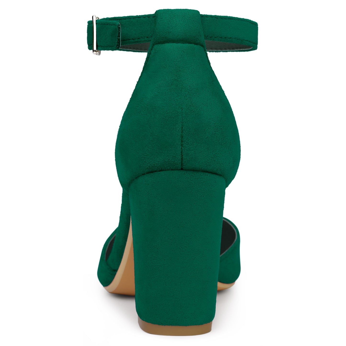Zapatos de tacón de bloque con punta puntiaguda y tira al tobillo para mujer