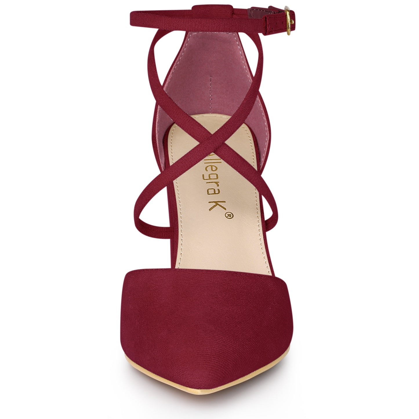 Women's Crisscross Strap Pointed Toe Chunky Heels Sandals Pumps