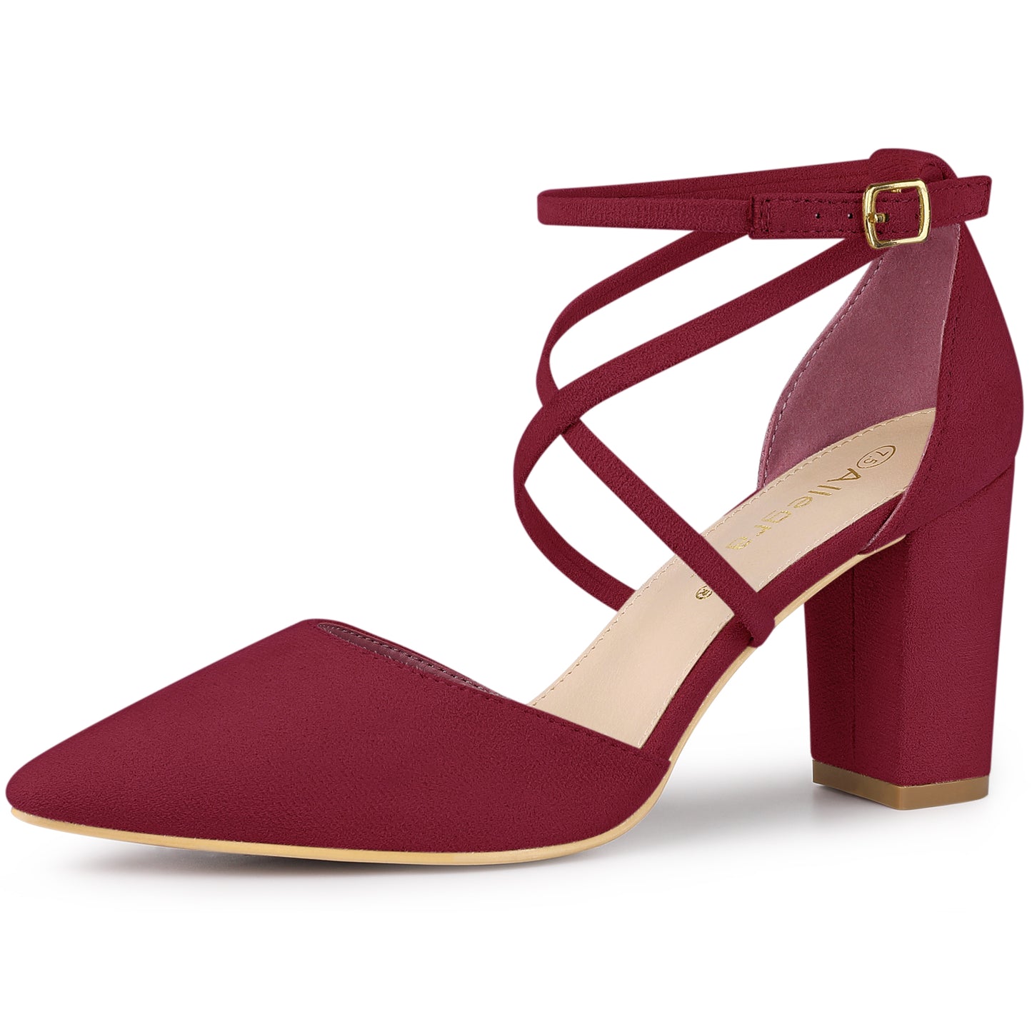 Women's Crisscross Strap Pointed Toe Chunky Heels Sandals Pumps