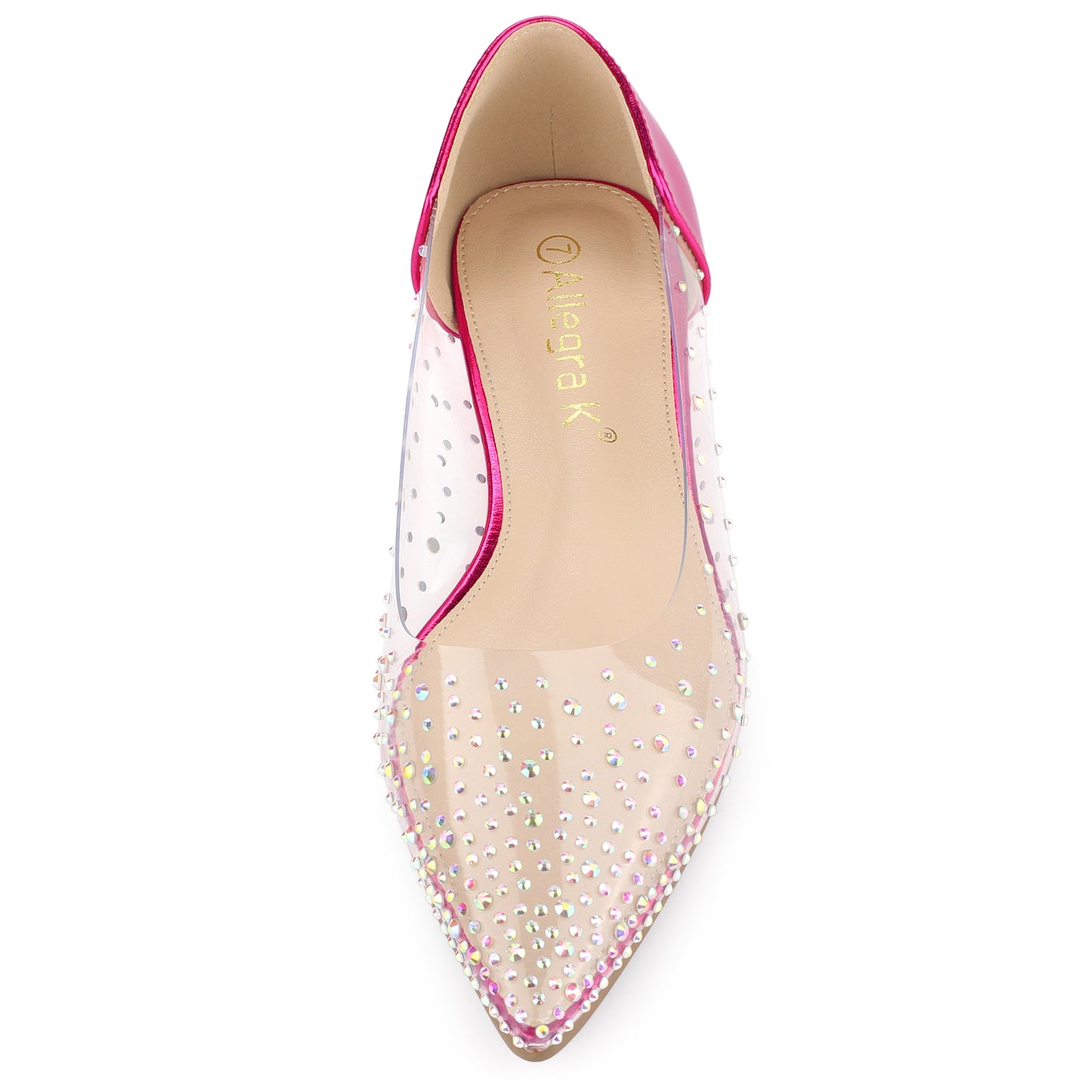 Bailarinas con punta puntiaguda y diamantes de imitación transparentes para mujer