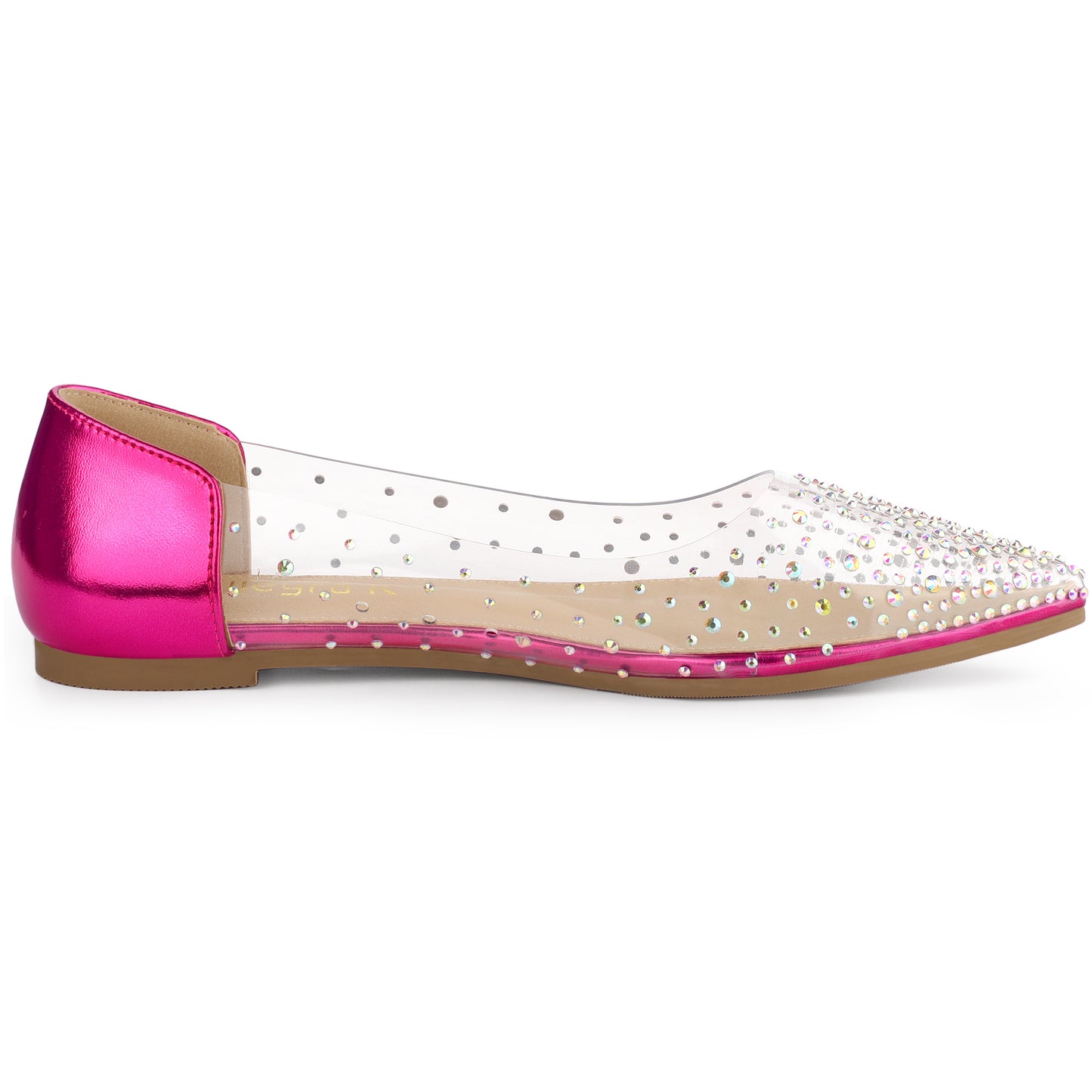 Bailarinas con punta puntiaguda y diamantes de imitación transparentes para mujer