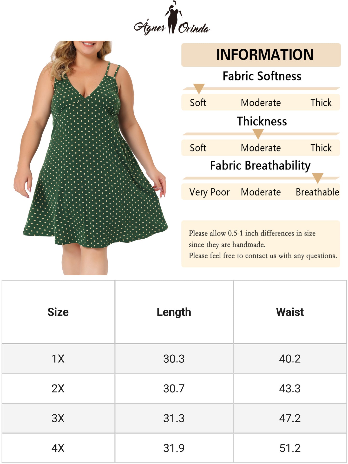 Women Plus Size Nightgowns Polka Dots Nightshirt Tank Cami Lingerie Chemises Sleepwear Pajamas