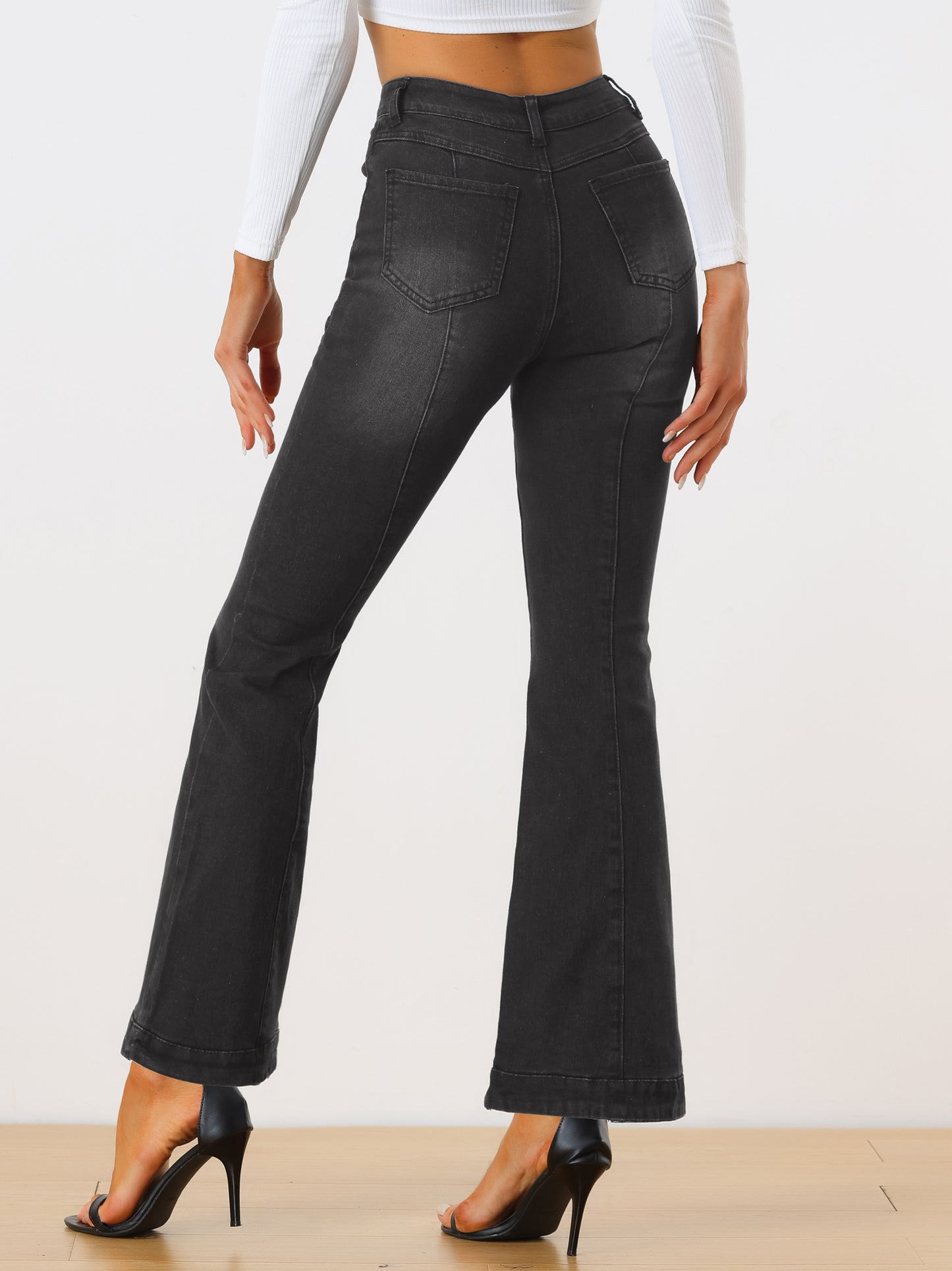 Women's High Waist Flare Jeans Retro Stretchy Denim Jean Pants Bell Bottom Jeans
