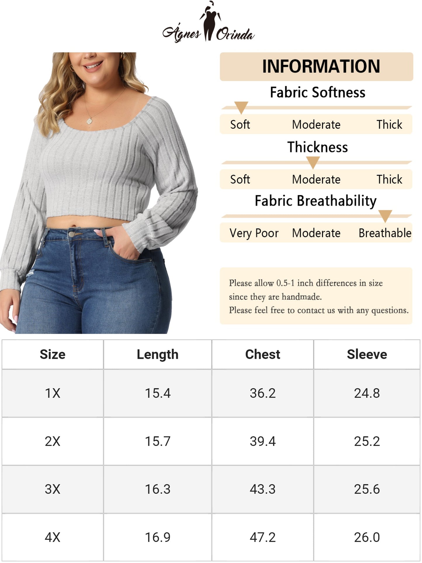 Women Plus Size Top Square Neck Long Sleeve Slim Fitted Casual Basic T-Shirt Crop Tee Top