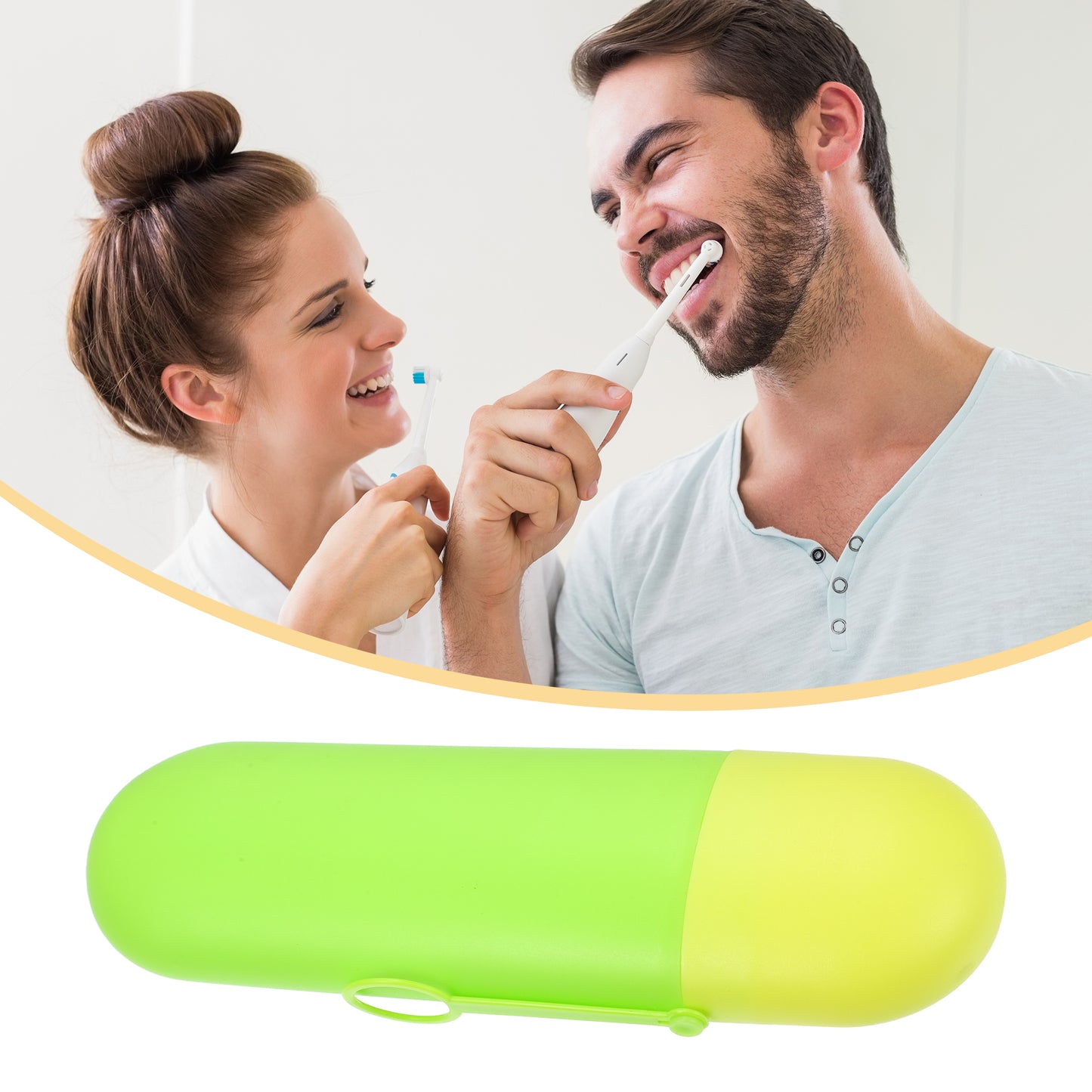 1 Pc Portable Plastic Traveling Toothbrush Holders Case, 7.87"x2.36"x1.38" Yellow Green