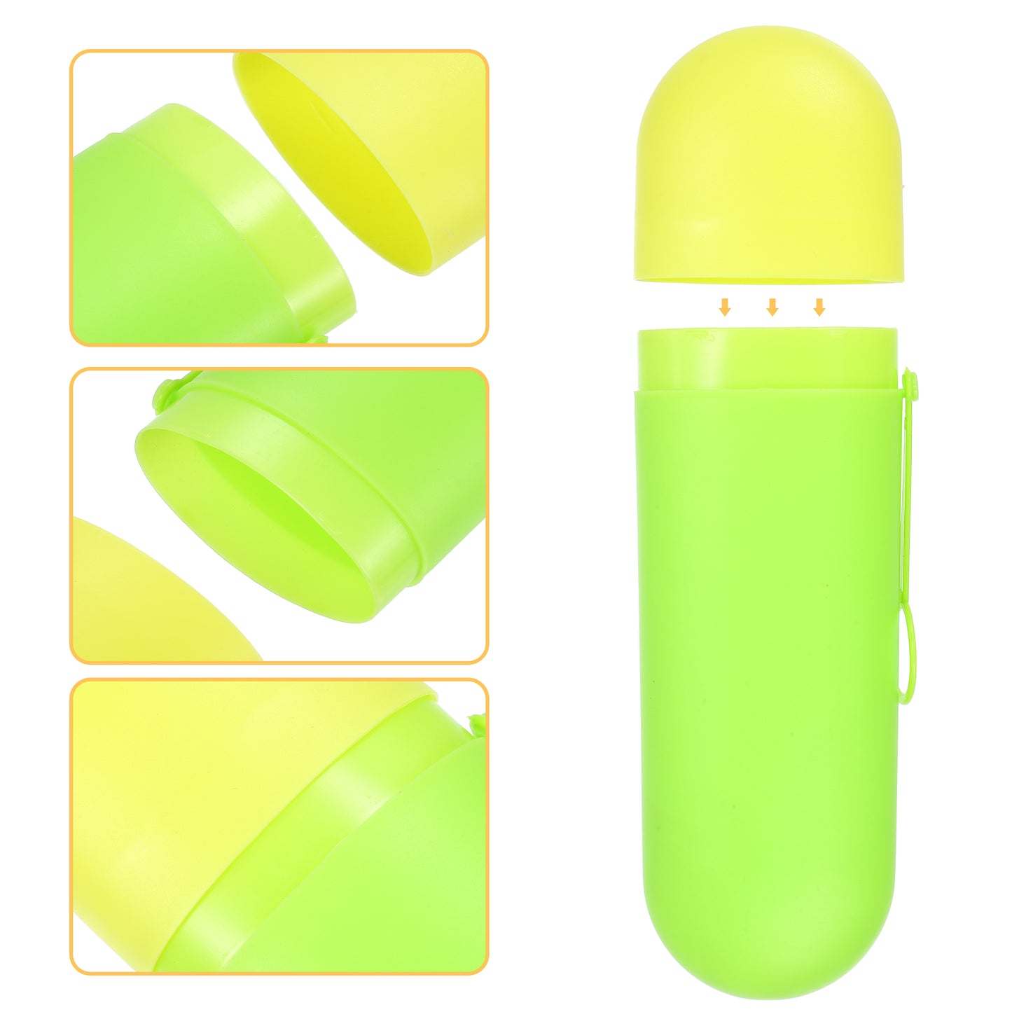 1 Pc Portable Plastic Traveling Toothbrush Holders Case, 7.87"x2.36"x1.38" Yellow Green