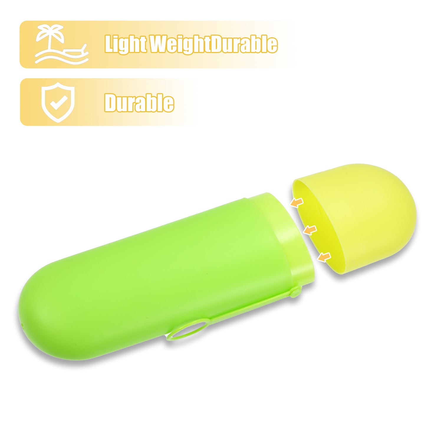 1 Pc Portable Plastic Traveling Toothbrush Holders Case, 7.87"x2.36"x1.38" Yellow Green