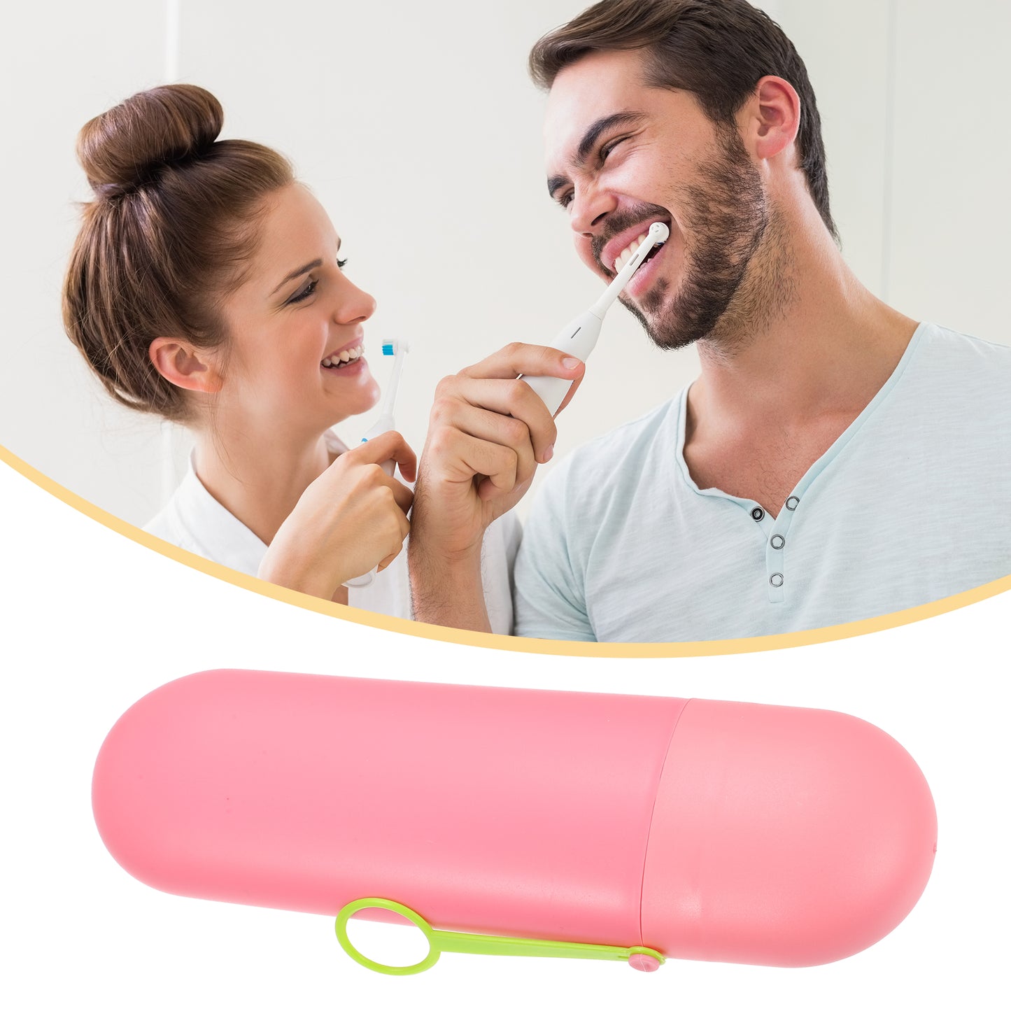 1 Pc Portable Plastic Traveling Toothbrush Holders Case, 7.87"x2.36"x1.38" Pink