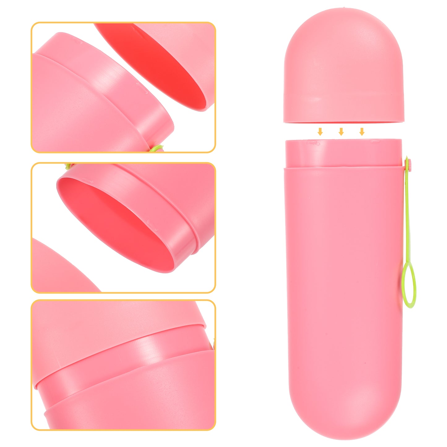 1 Pc Portable Plastic Traveling Toothbrush Holders Case, 7.87"x2.36"x1.38" Pink