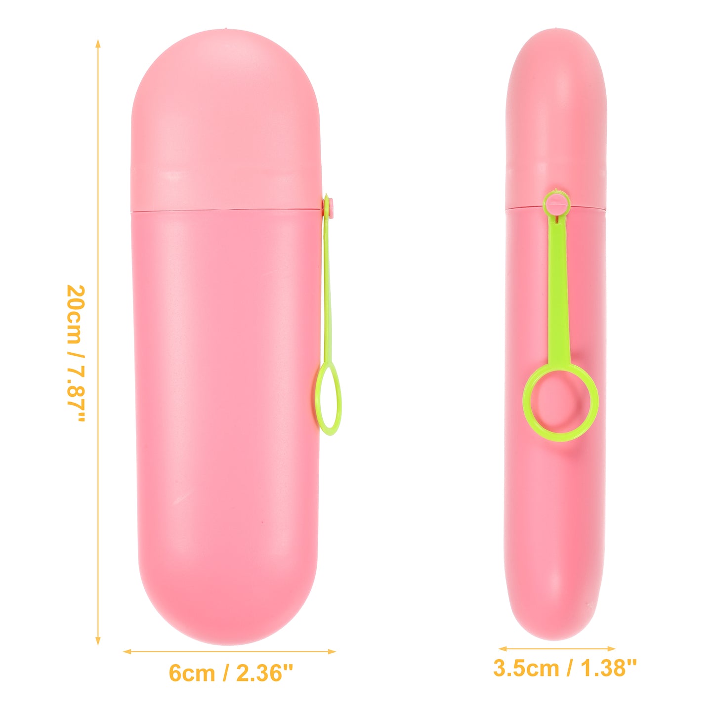 1 Pc Portable Plastic Traveling Toothbrush Holders Case, 7.87"x2.36"x1.38" Pink