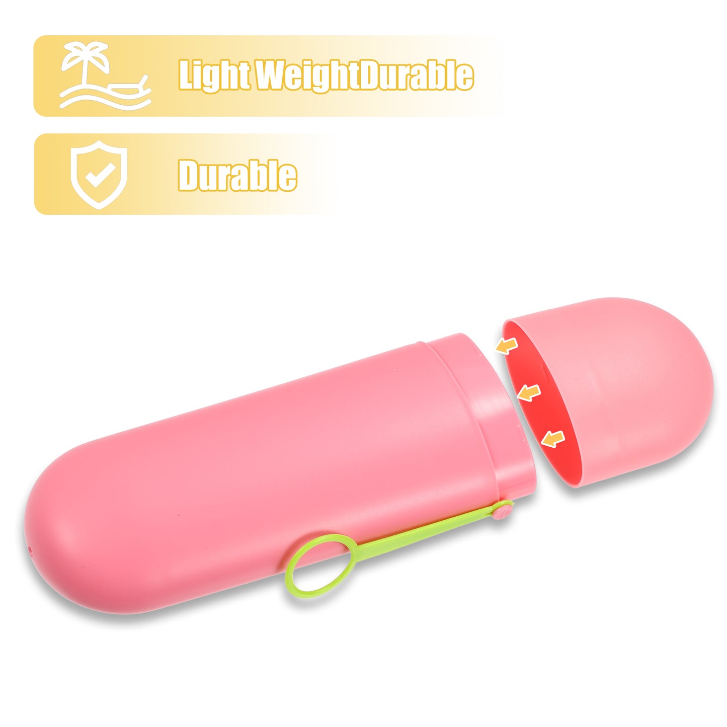 1 Pc Portable Plastic Traveling Toothbrush Holders Case, 7.87"x2.36"x1.38" Pink