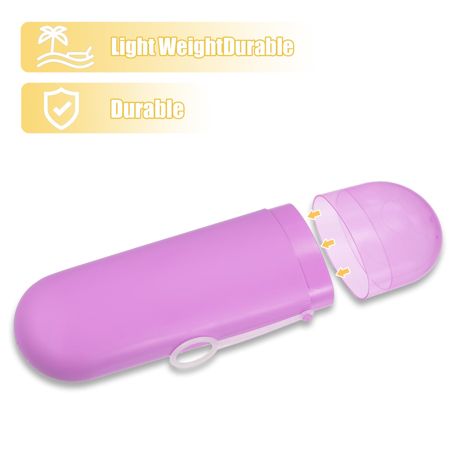 1 Pc Plastic Portable Toothbrush Case with Hook for Travel, 8.07"x2.36"x1.38" Purple