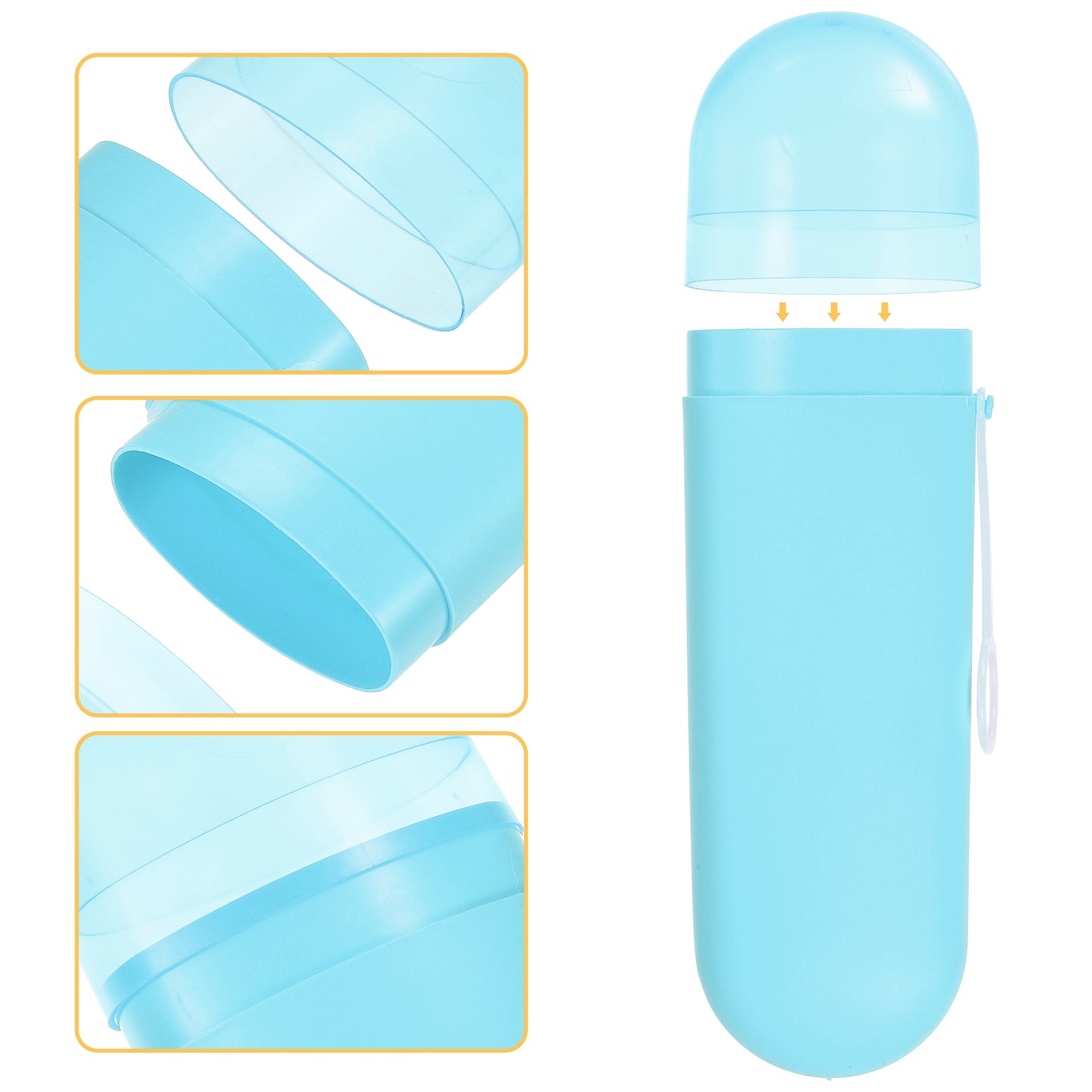 Estuche de plástico portátil para cepillos de dientes con gancho para viaje, 20,3 x 6 x 3,5 cm, color azul