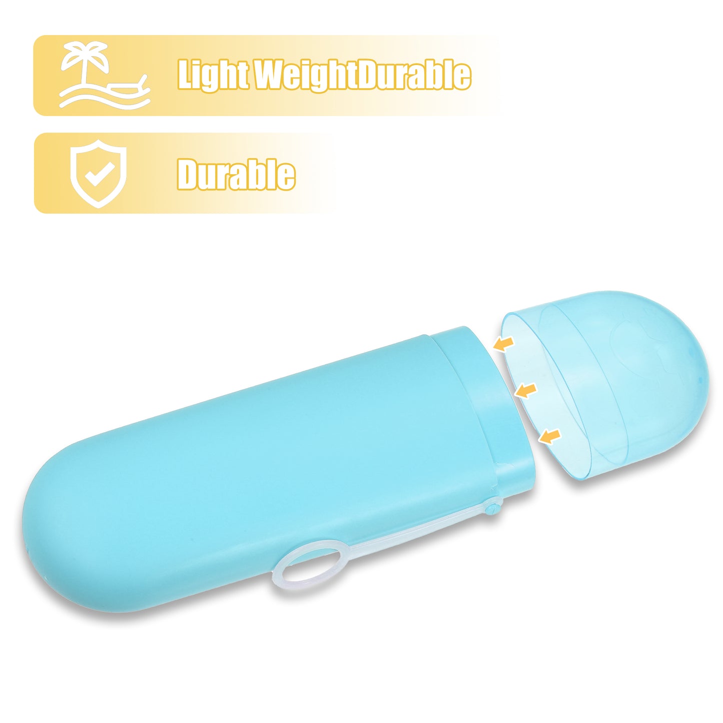 Estuche de plástico portátil para cepillos de dientes con gancho para viaje, 20,3 x 6 x 3,5 cm, color azul