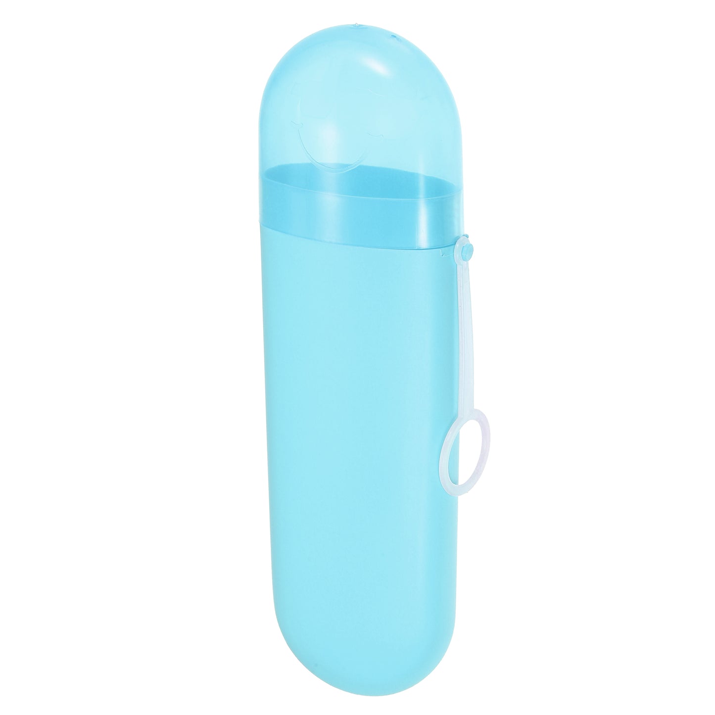 Estuche de plástico portátil para cepillos de dientes con gancho para viaje, 20,3 x 6 x 3,5 cm, color azul