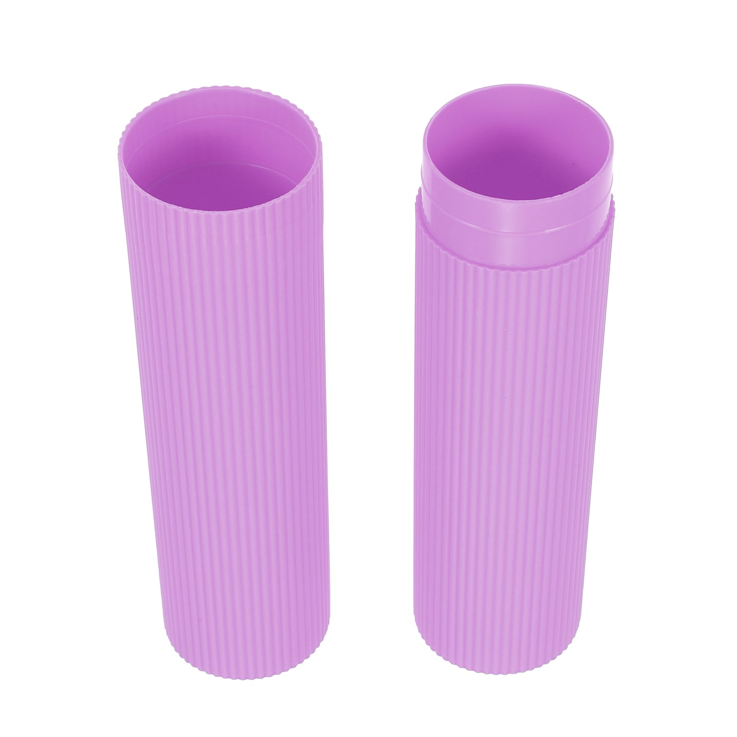 1 Pc Vertical Stripe Plastic Toothbrush Case for Travel 7.87"x1.18" Purple