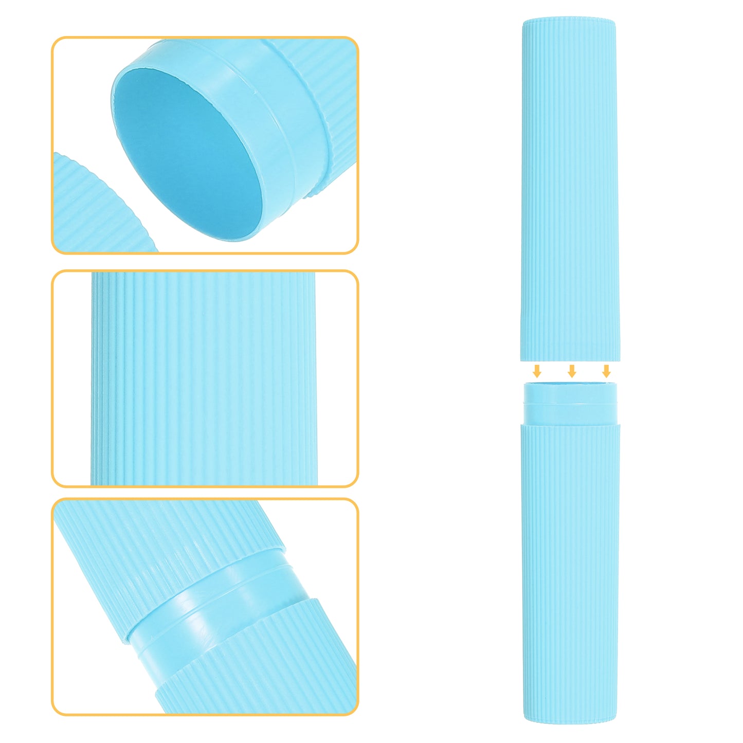 Estuche de plástico para cepillos de dientes de viaje con rayas verticales, 20 x 3 cm, color azul cielo