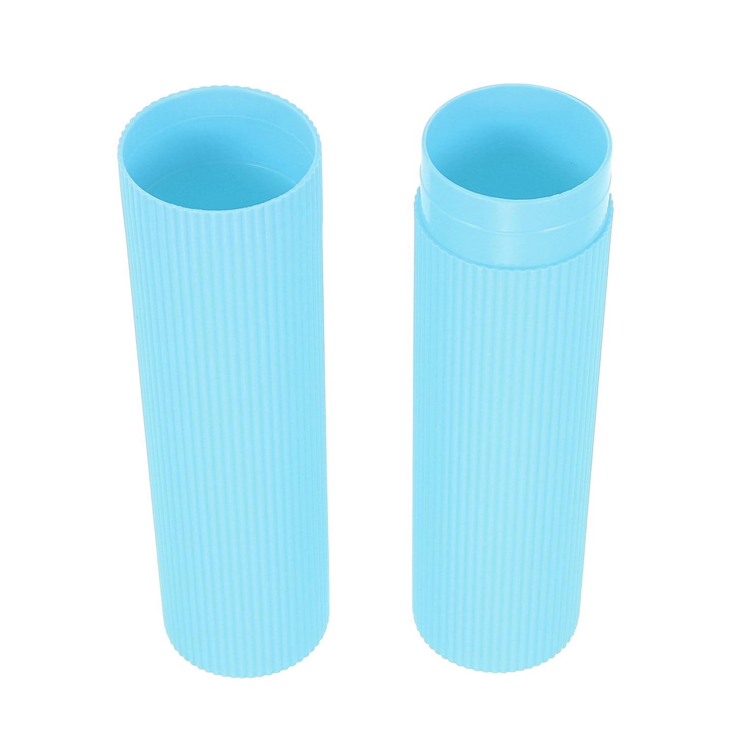 1 Pc Vertical Stripe Plastic Toothbrush Case for Travel 7.87"x1.18" Sky Blue