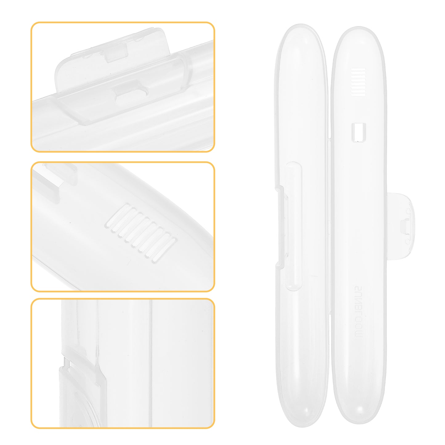 Estuche portátil para cepillos de dientes, de plástico, para viaje, 21,5 x 3 x 2,9 cm, transparente