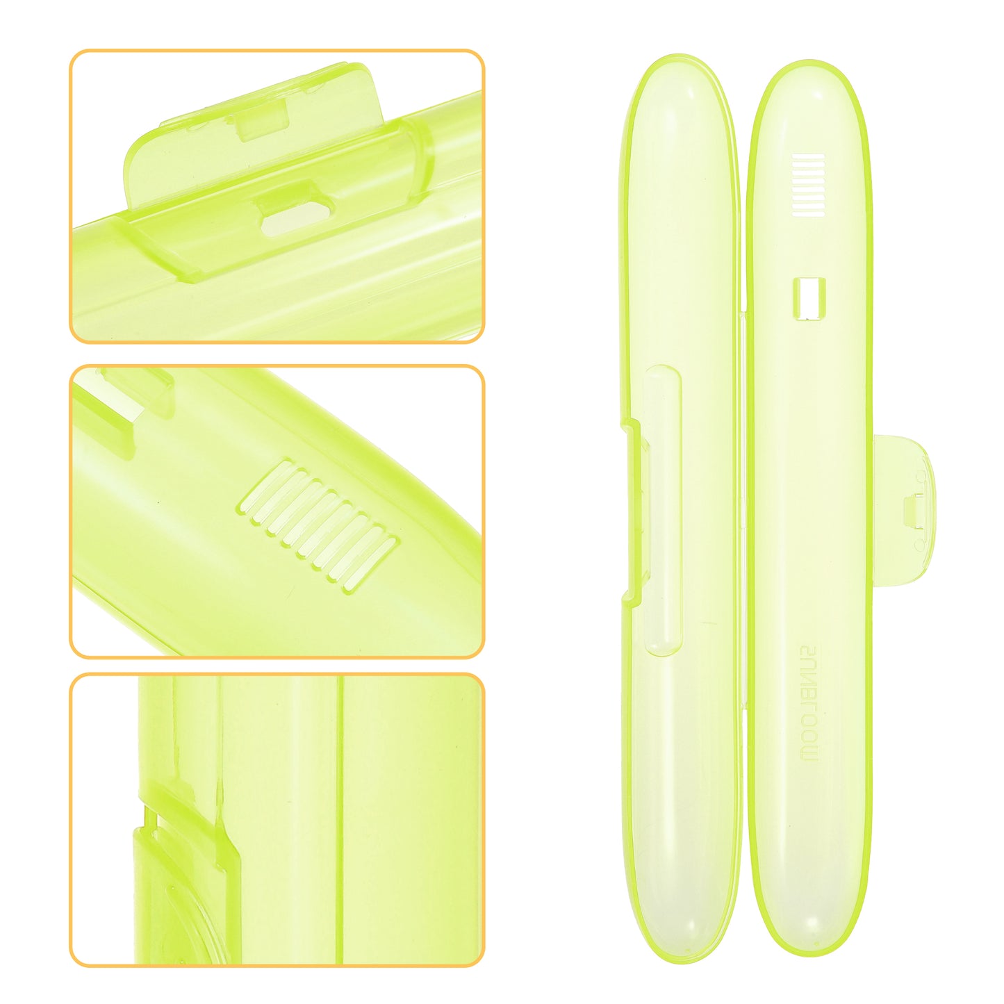 Estuche portátil para cepillos de dientes, de plástico, para viaje, 21,5 x 3 x 2,9 cm, amarillo