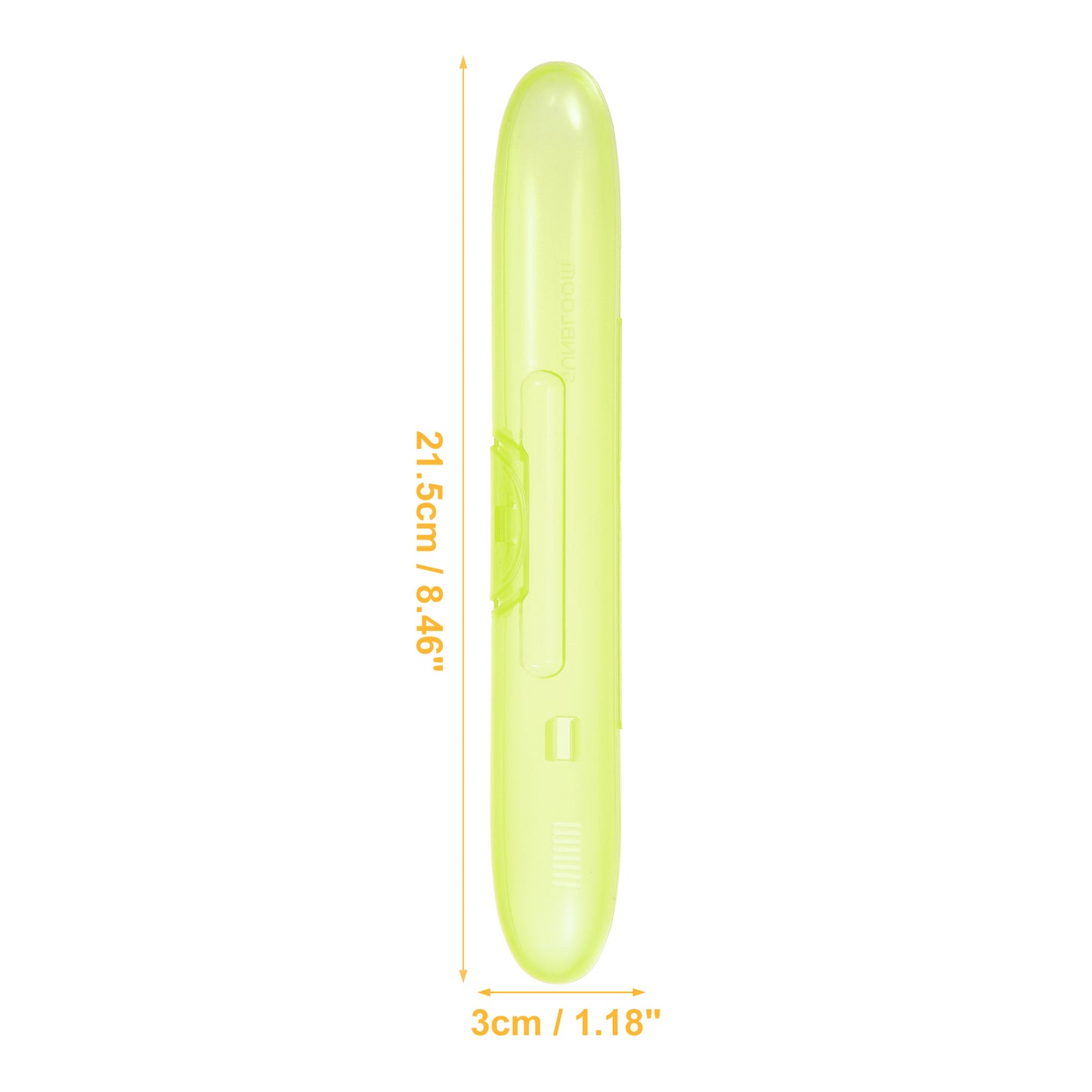 Estuche portátil para cepillos de dientes, de plástico, para viaje, 21,5 x 3 x 2,9 cm, amarillo