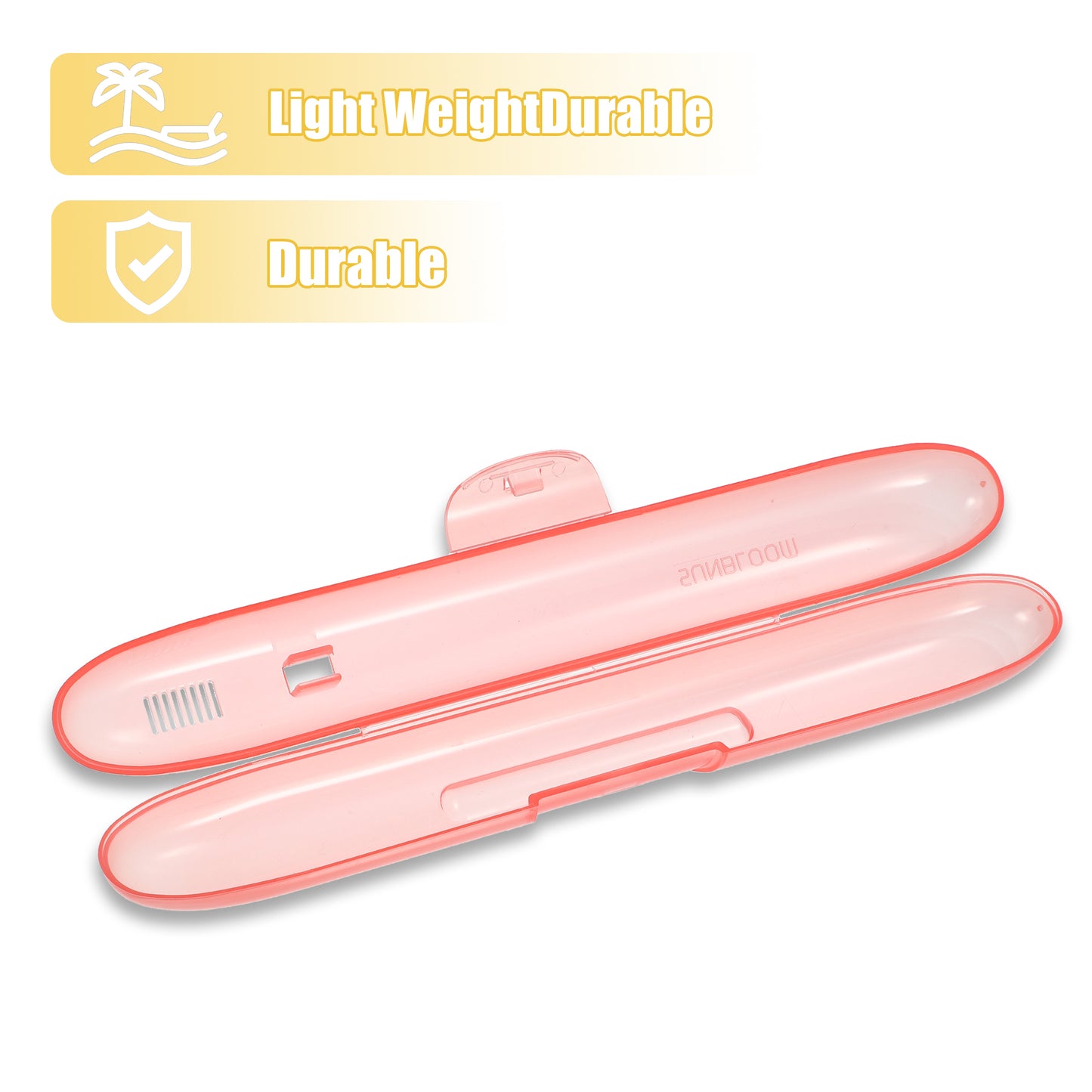 Estuche portátil para cepillos de dientes, de plástico, para viaje, 21,5 x 3 x 2,9 cm, color rojo