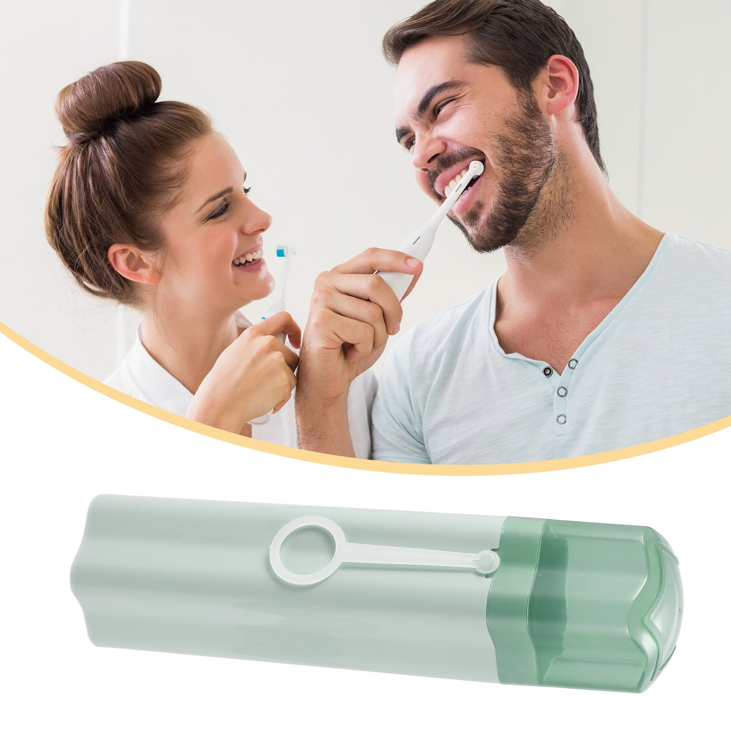 Estuche portátil para cepillos de dientes con vasos para viajes y camping, 20,3 x 5,6 x 5,6 cm, color verde