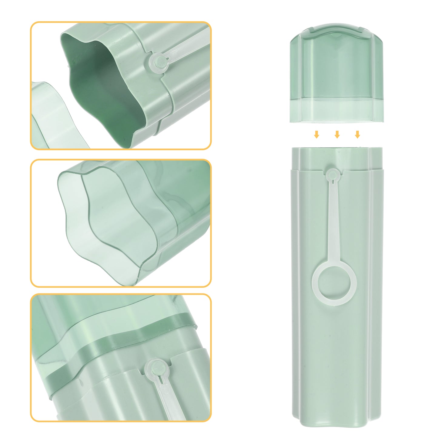 Estuche portátil para cepillos de dientes con vasos para viajes y camping, 20,3 x 5,6 x 5,6 cm, color verde
