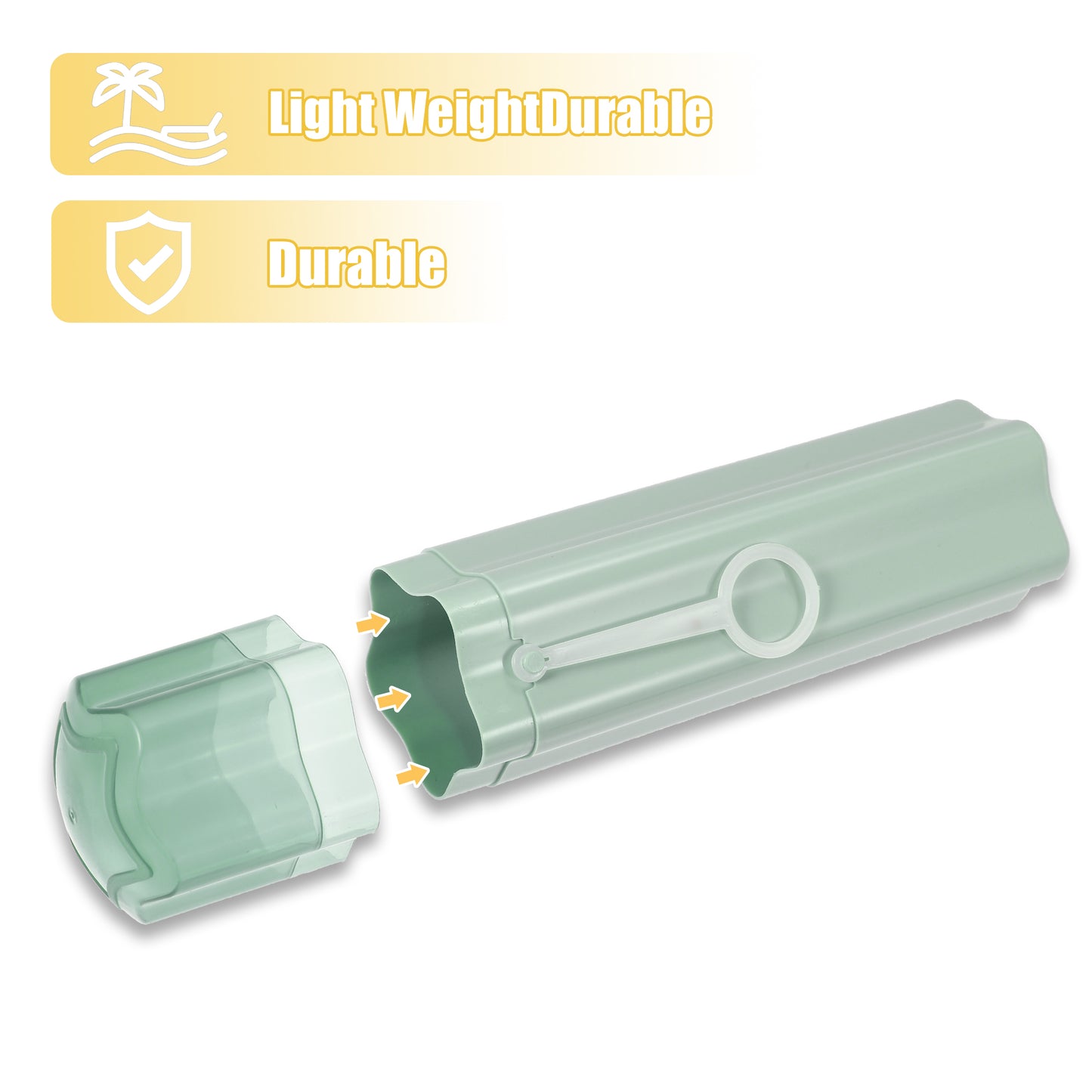 Estuche portátil para cepillos de dientes con vasos para viajes y camping, 20,3 x 5,6 x 5,6 cm, color verde