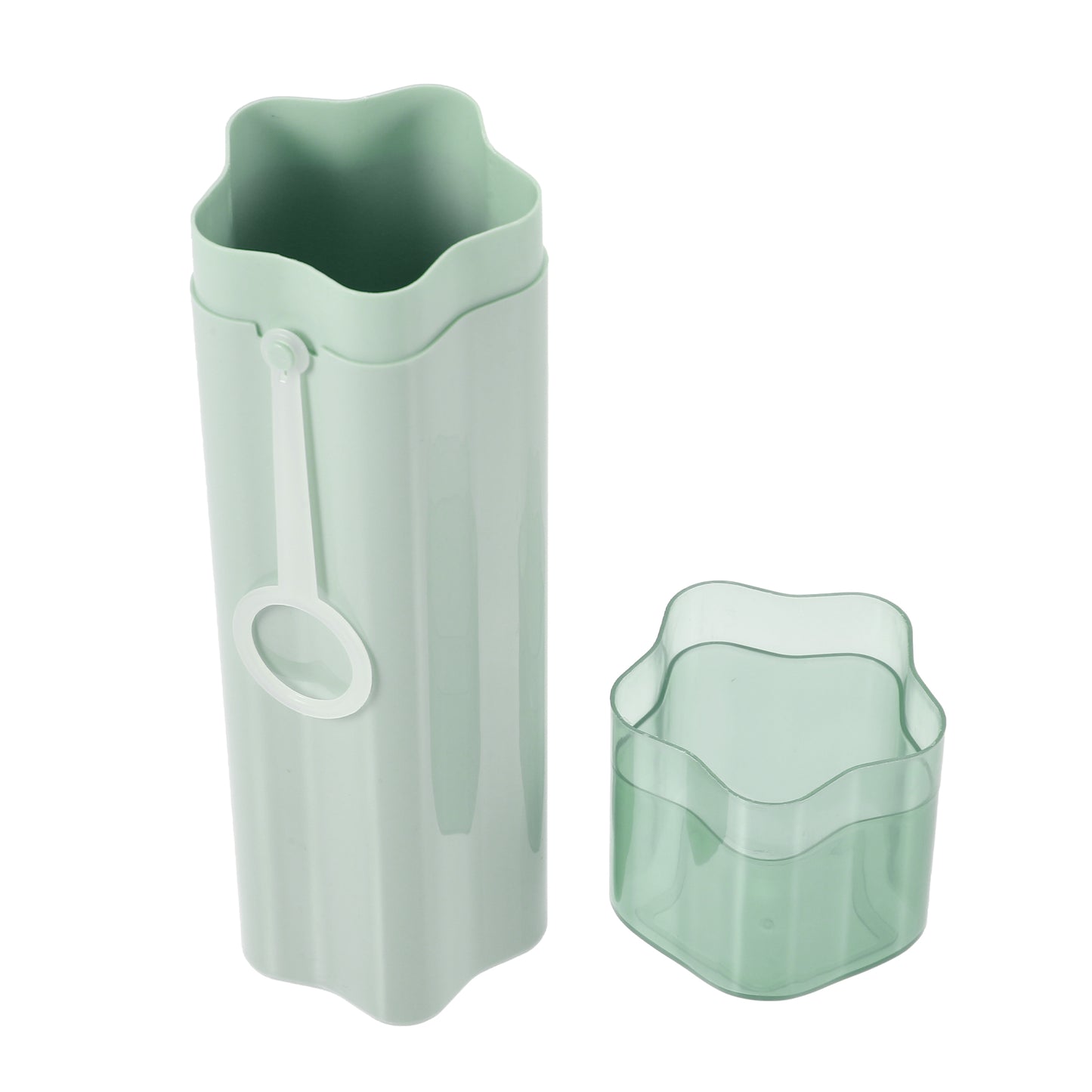 Estuche portátil para cepillos de dientes con vasos para viajes y camping, 20,3 x 5,6 x 5,6 cm, color verde