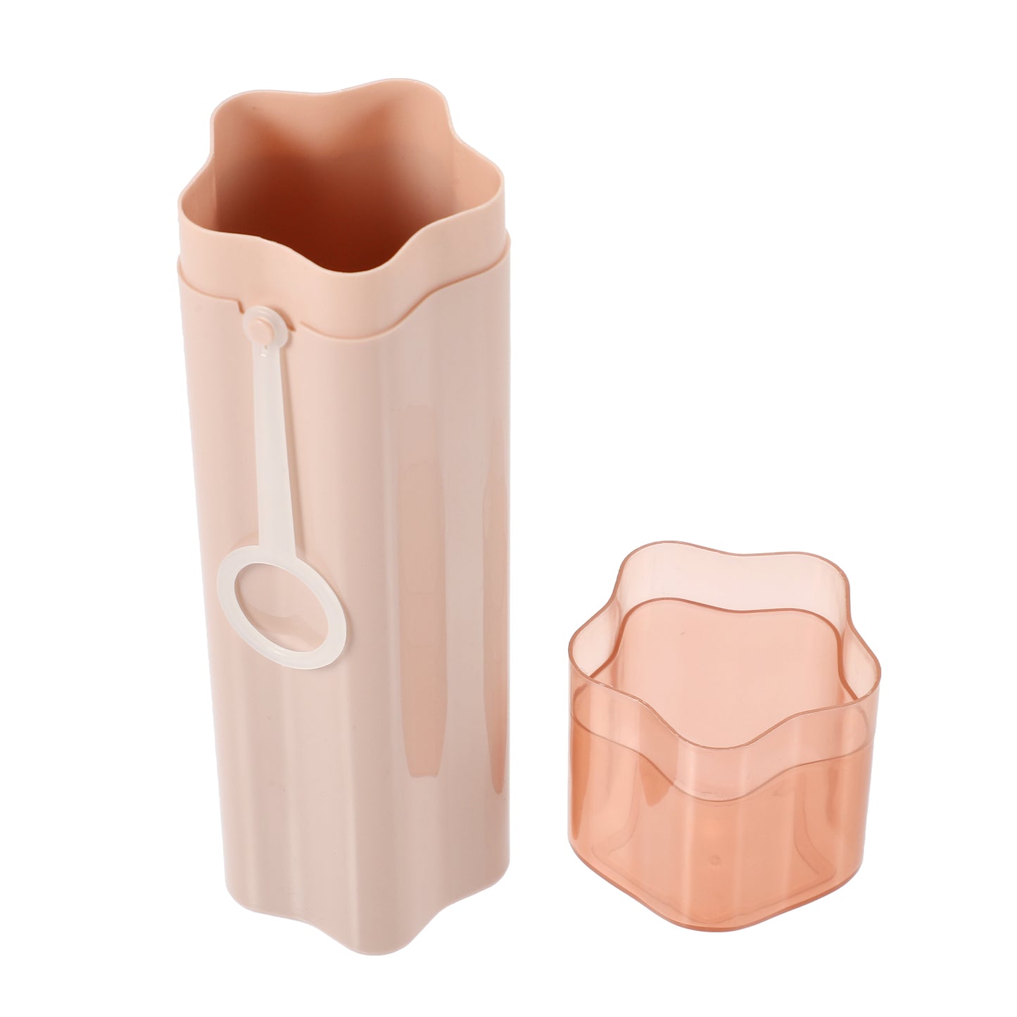 1 Pc Portable Toothbrush Cases with Cups for Travel Camping, 8.07"x2.20"x2.20" Pink