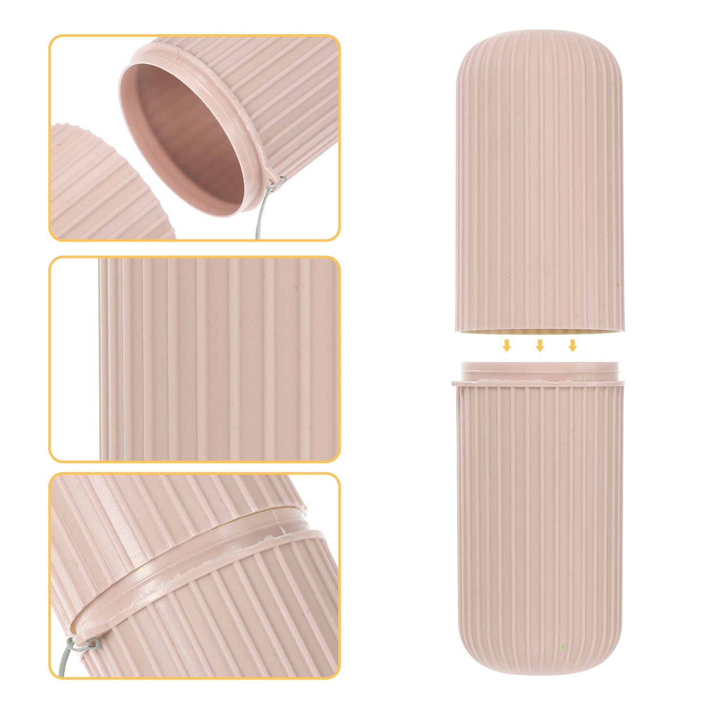 Estuche de viaje portátil para cepillos de dientes (19,3 x 6,2 x 5,7 cm), color rosa